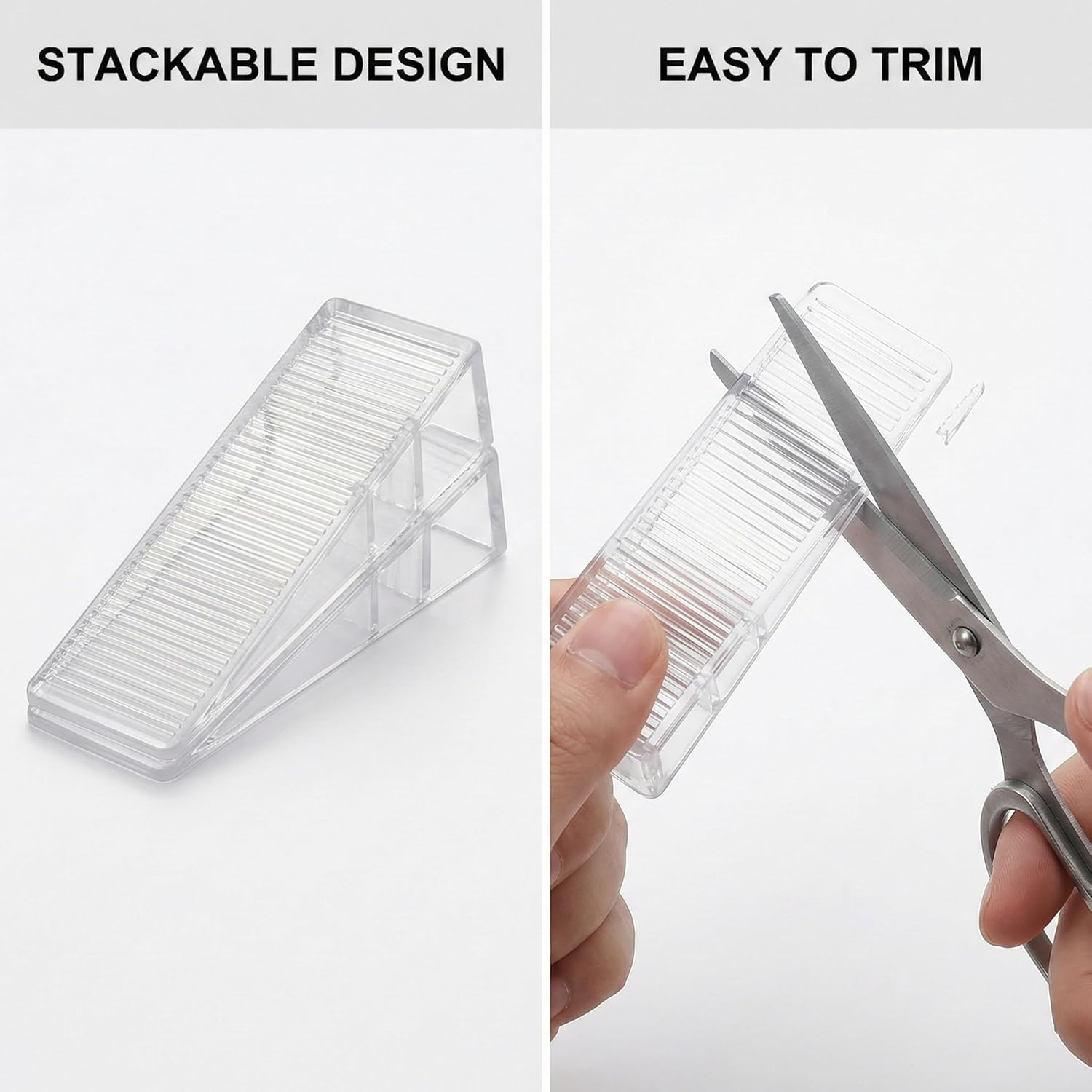 Clear Shims for Levelling Furniture, 8 Pcs Plastic Wedges for Uneven Floors, Trimmable Table Stabilisers, Stackable Non-Slip Door Stop for Toilet Base Cabinet & DIY Home Improvement image number 4