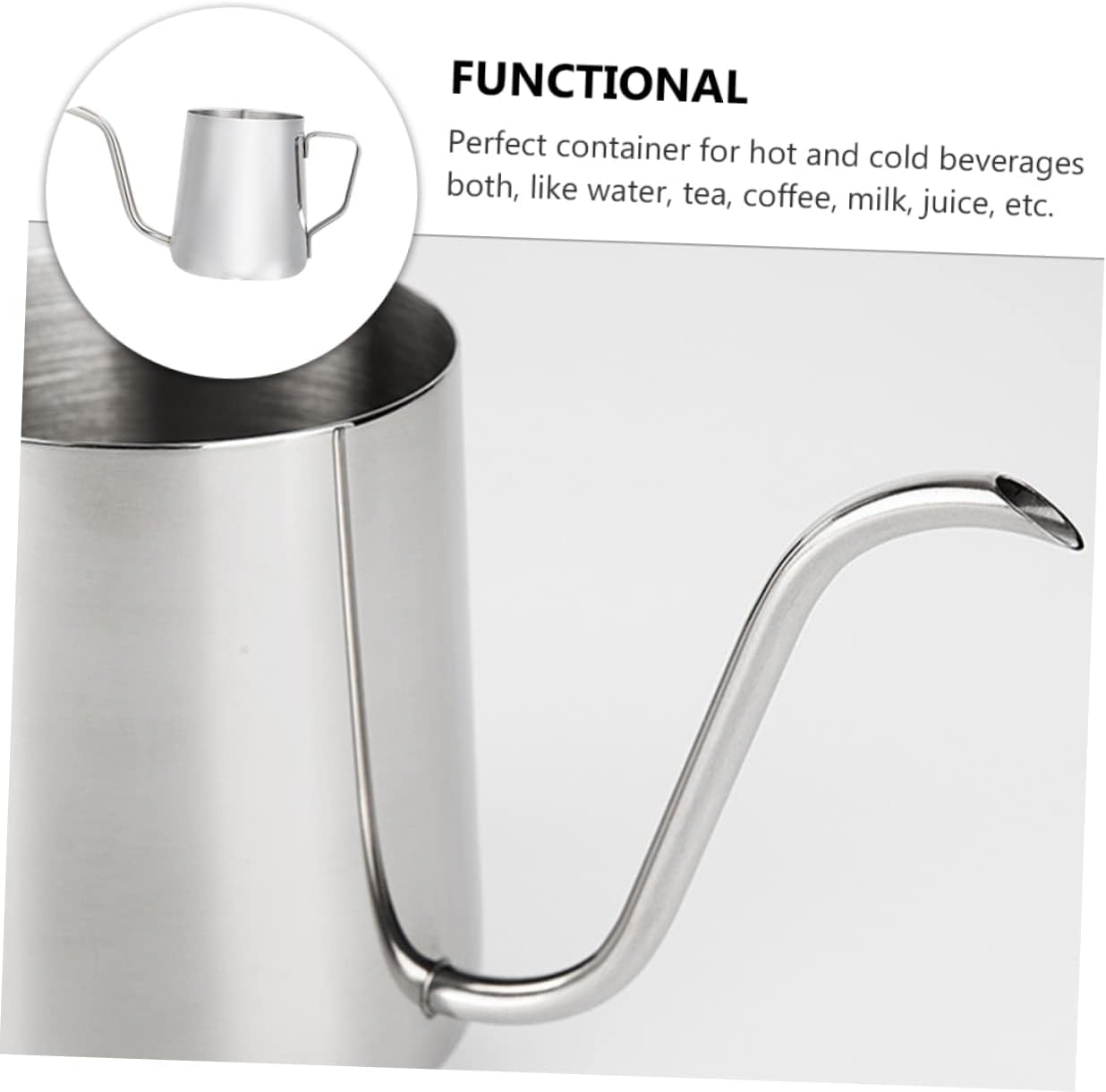 WATIIFUFU Stainless Steel Hand Brew Coffee Maker Pot Espresso Kettle for Home Use for Coffee and Daily Brewing image number 1