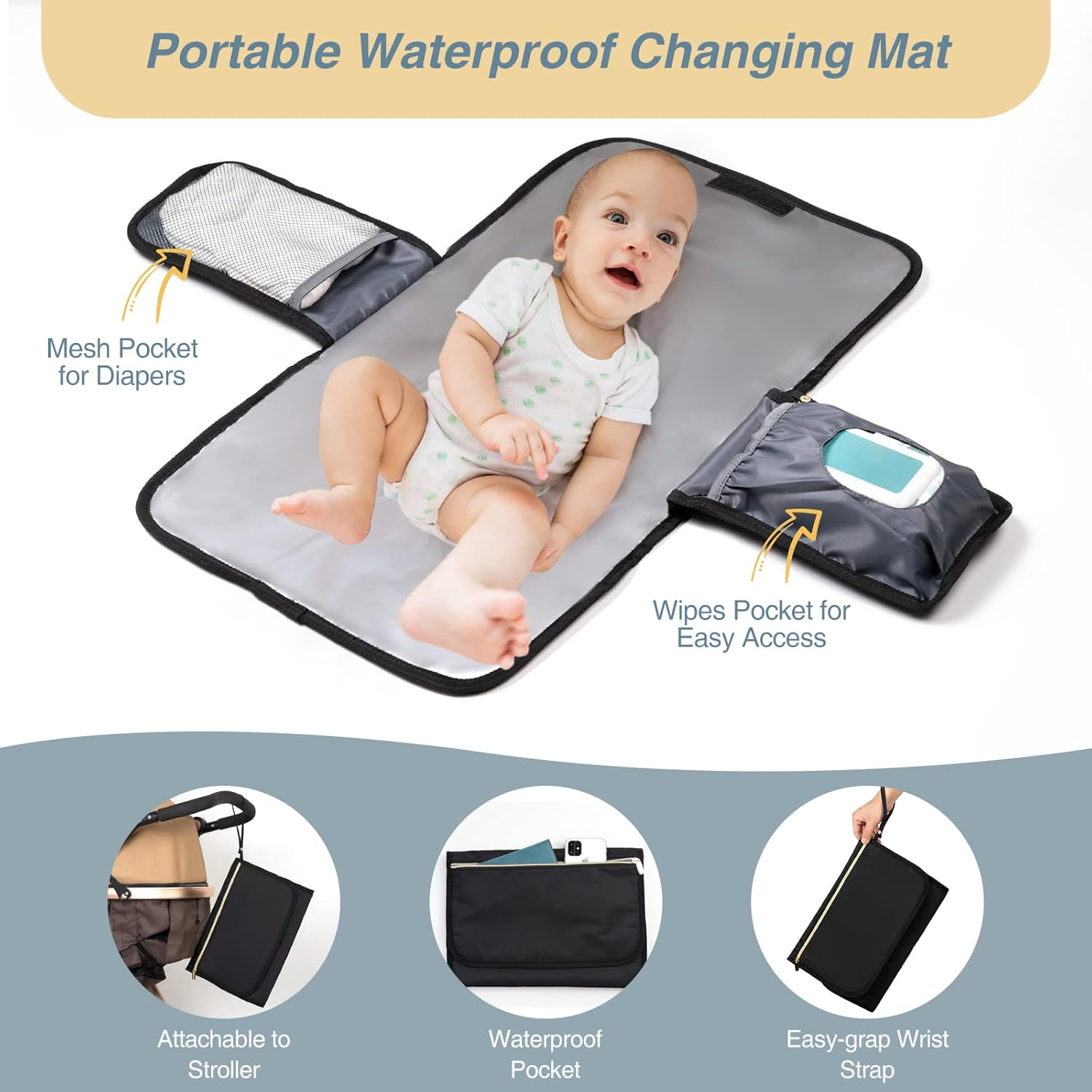 MOMUVO Diaper Bag Backpack, Quilted Baby Bag with Changing Pad & Stroller Straps & Pacifier Case, Large Travel Diaper Bags image number 1