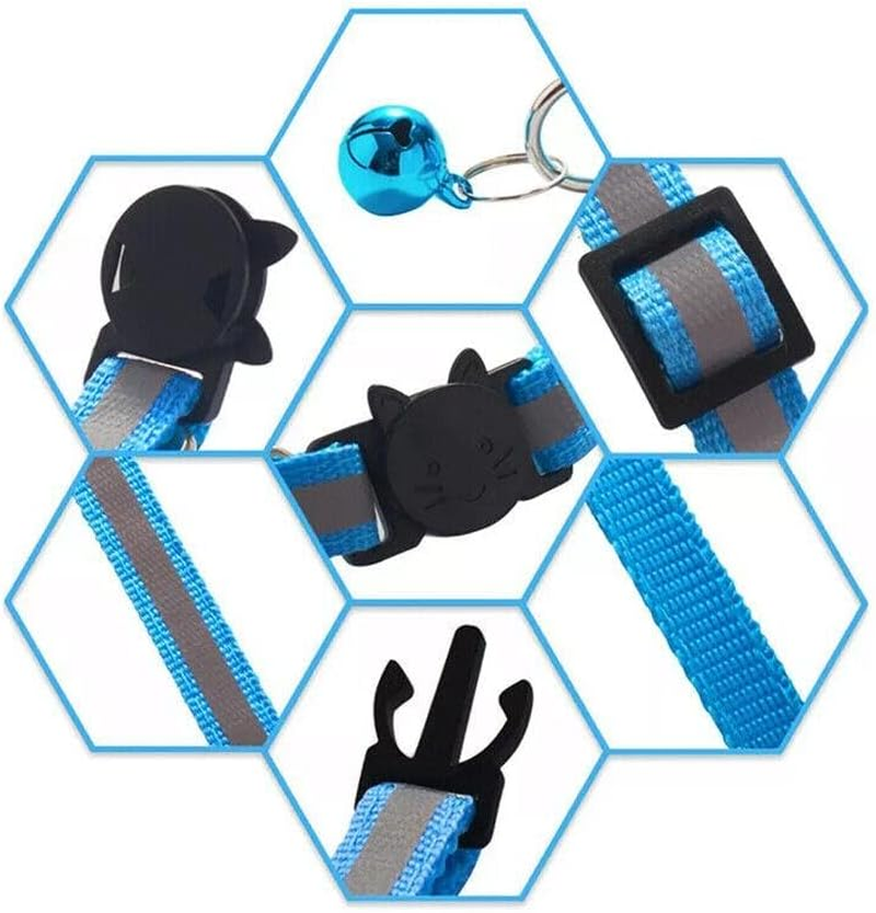 AIMALL 1 Pack Reflective Cat Collar with Safety Release Breakaway Buckle and Bell for Kitten Puppy Small Dog &ndash; Adjustable Nylon with White Stripe, 12 Colour Options - Borland image number 5