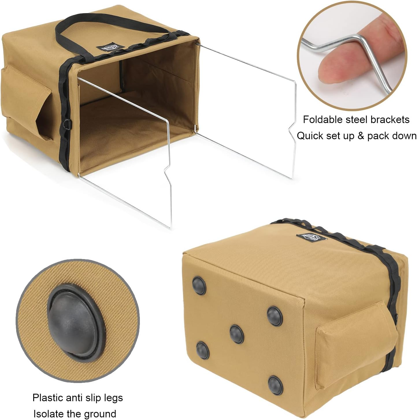 Camping Storage Bag Multifunctional Collapsible Tactical Bag, Car Trunk Organizer for Tool, Cookware Carry Bag, Picnic Basket for Outdoor, Travel, Hiking, Camper, RV (Khaki) image number 5