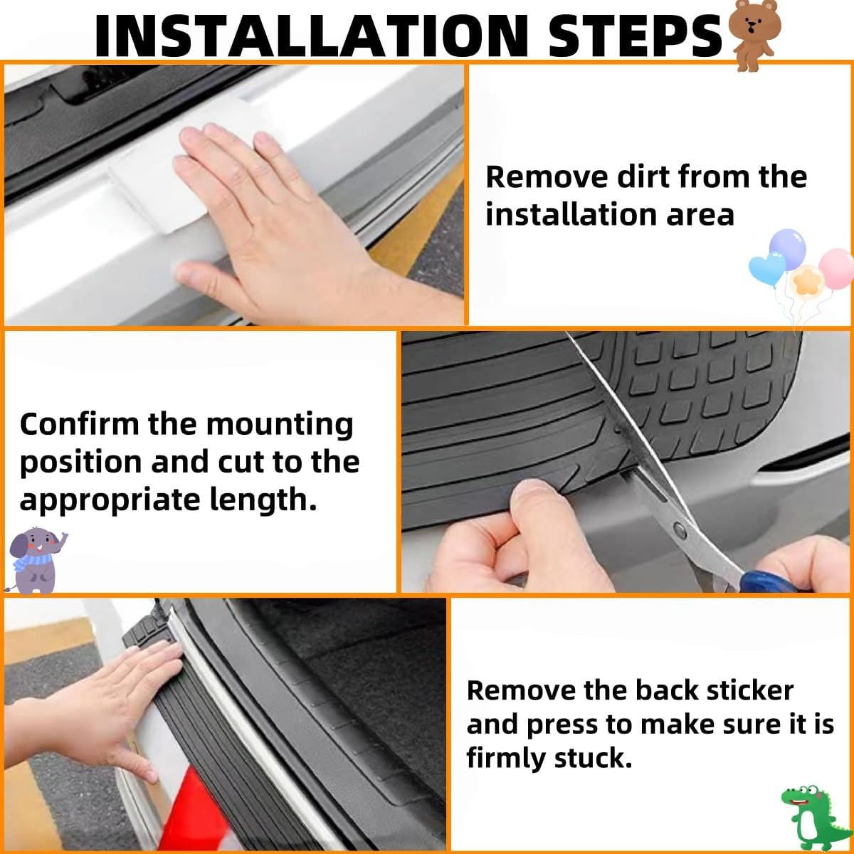 Car Rear Bumper Protector,Auto Anti-Scratch Collosion Rubber Trunk Door Entry Guards,Ywbfove 41 X 3.4 Inch Trimmable,Universal Non-Slip Exterior,Accessories for Most Cars and Suv(Black) image number 1