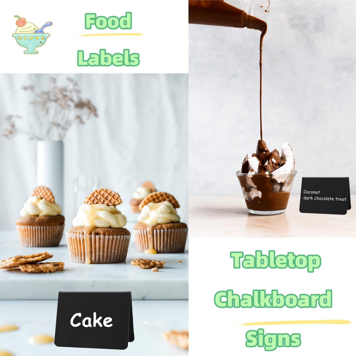 20PCS Mini Chalkboard Signs for Food, Reusable and Reserved Table Signs, Food Labels for Party Buffet, Easy to Write and Wipe Out, Catering Supplies Buffet Display, Place Cards image number 6