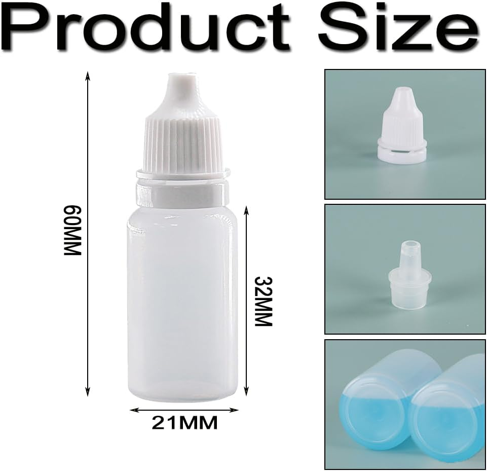 Lymizhuo 18Pcs 10Ml/0.34Oz Plastic Dropper Bottles with Labels &ndash; Portable Squeeze Bottles for Essential Oils, Liquids & Travel image number 1