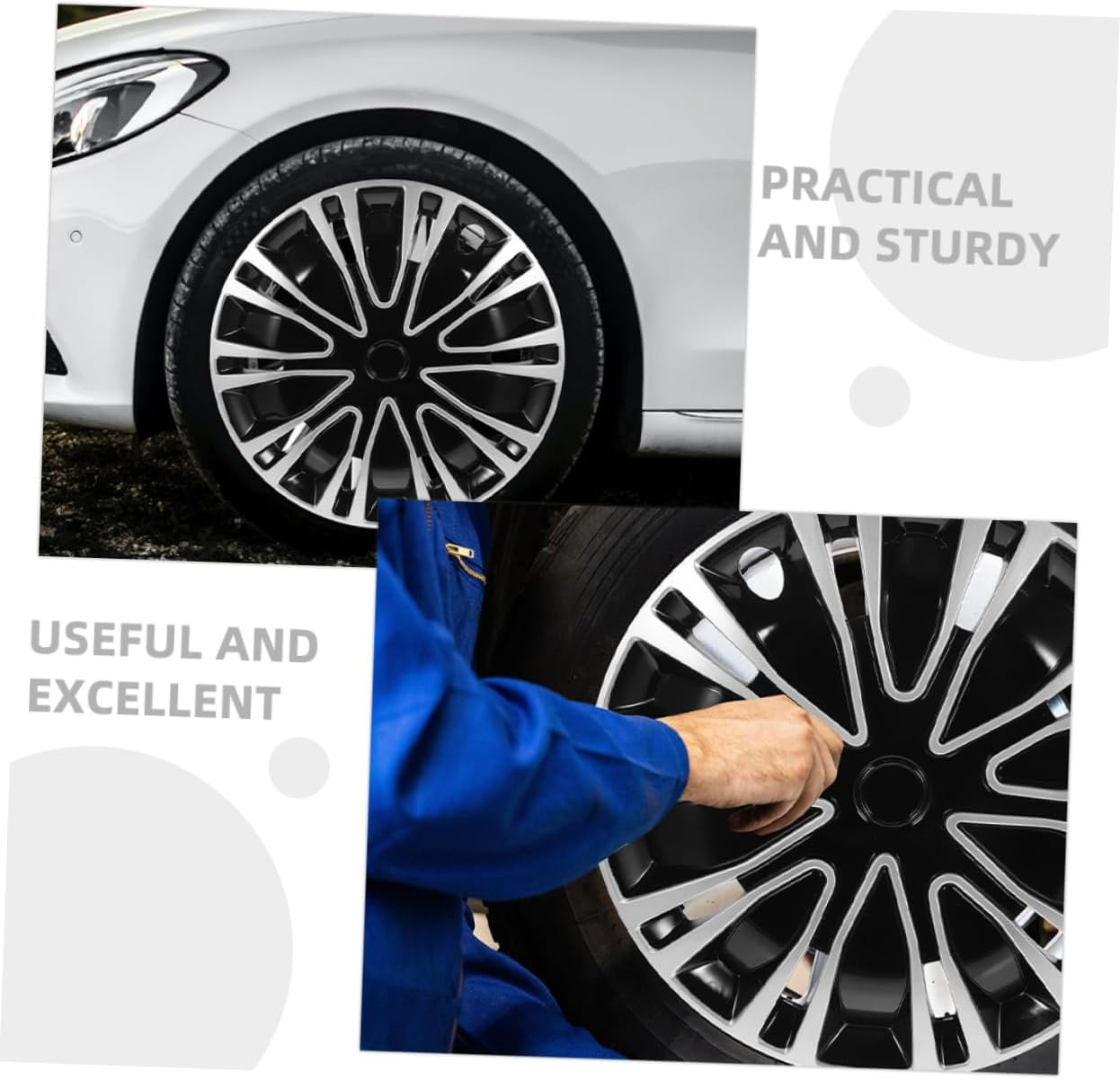 Mikinona 2Pcs Automotive Wheel Hub Covers Hubcaps Car Rim Covers Decorative Car Interior Accessories image number 5