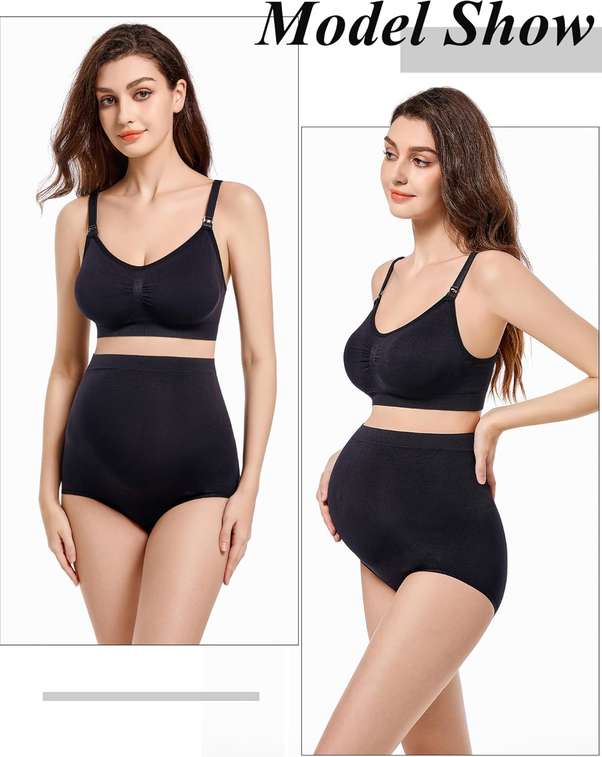 KEOYA Women&rsquo;S Maternity Underwear High Waisted Shapewear Seamless Boy Short Underwear for Pregnancy Belly Support 3 Pieces image number 1