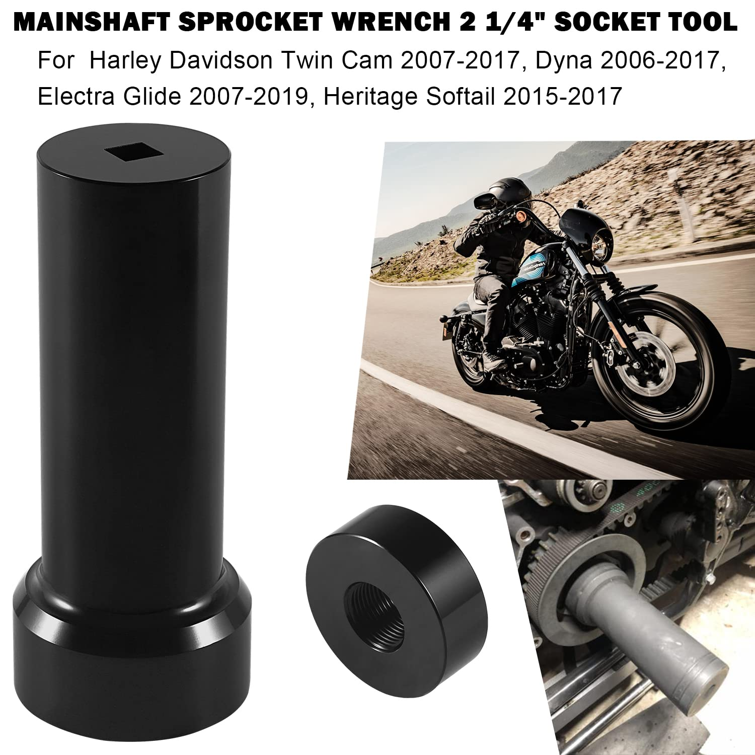 2-1/4" Mainshaft Sprocket Pulley Wrench Lock Nut Main Shaft Socket Tool for 2006 up Harley Davidson Twin Cam, Dyna, Electra Glide, Heritage Softail image number 6
