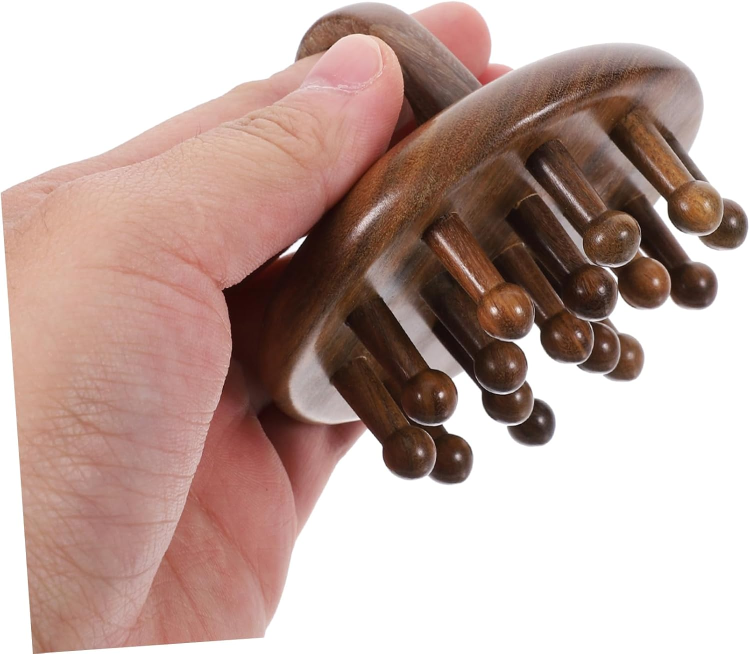 Wooden Comb Smooth Massage Brush for Head Relaxation 7.5Cm round Design Family Use Hair Styling Tool image number 4