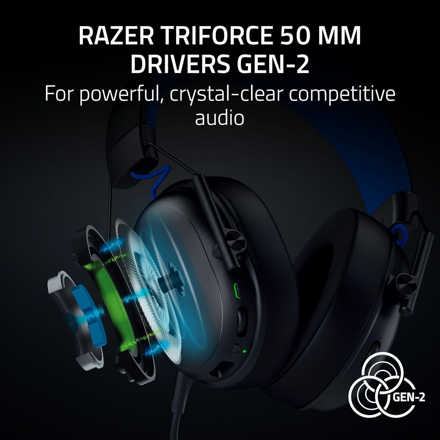 Razer Blackshark V3 X Hyperspeed for Playstation - Wireless E-Sports Headset - Ultra Light 270G - Triforce 50Mm Driver - Removable Microphone - Hyperspeed 2.4Ghz & Bluetooth - PS5/PC | Black image number 2