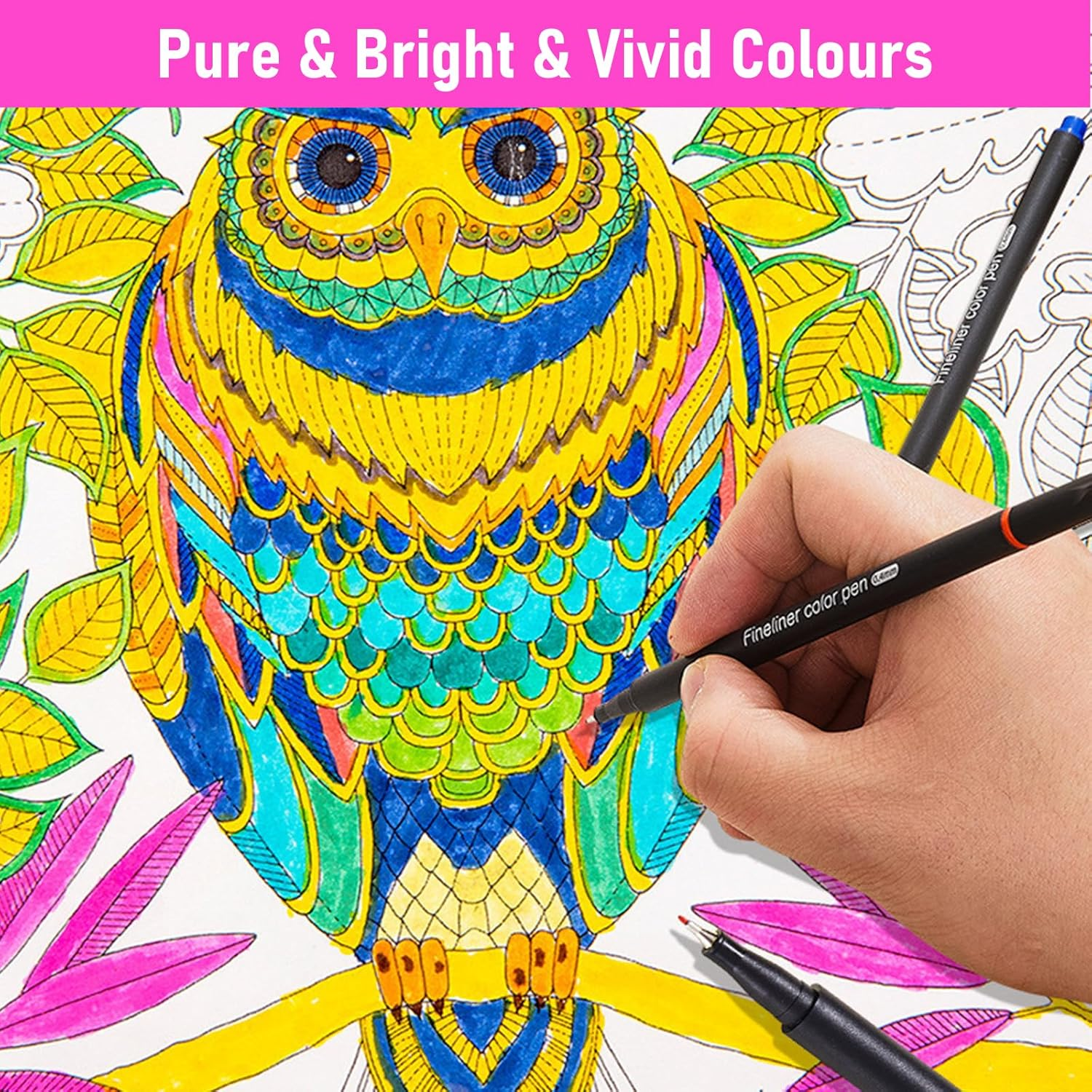 SAYEEC Fineliner Color Pen Set 24 Colors Fine Tip Pens 0.4Mm Journal Planner Pens Coloring Markers Water Based Drawing Sketching Writing Pen for Adult Coloring Book Taking Notes image number 2