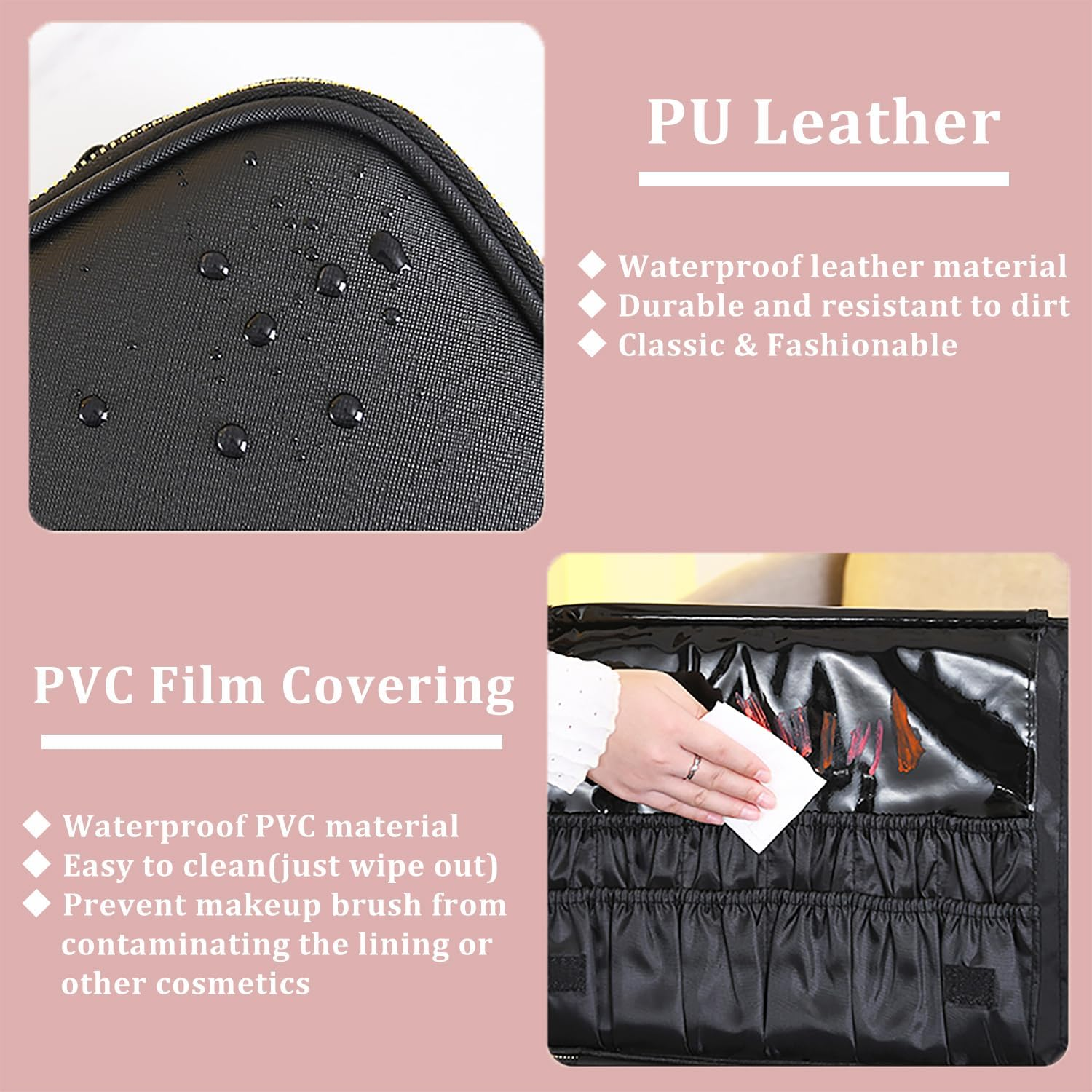 VNIMTI Travel Makeup Bag with LED Mirror, Makeup Train Case for Women, Portable Cosmetic Bag with Brush Organizer Storage Box Vanity Case, Adjustable Divider, 3 Color Brightness, Rechargeable, Pink image number 3