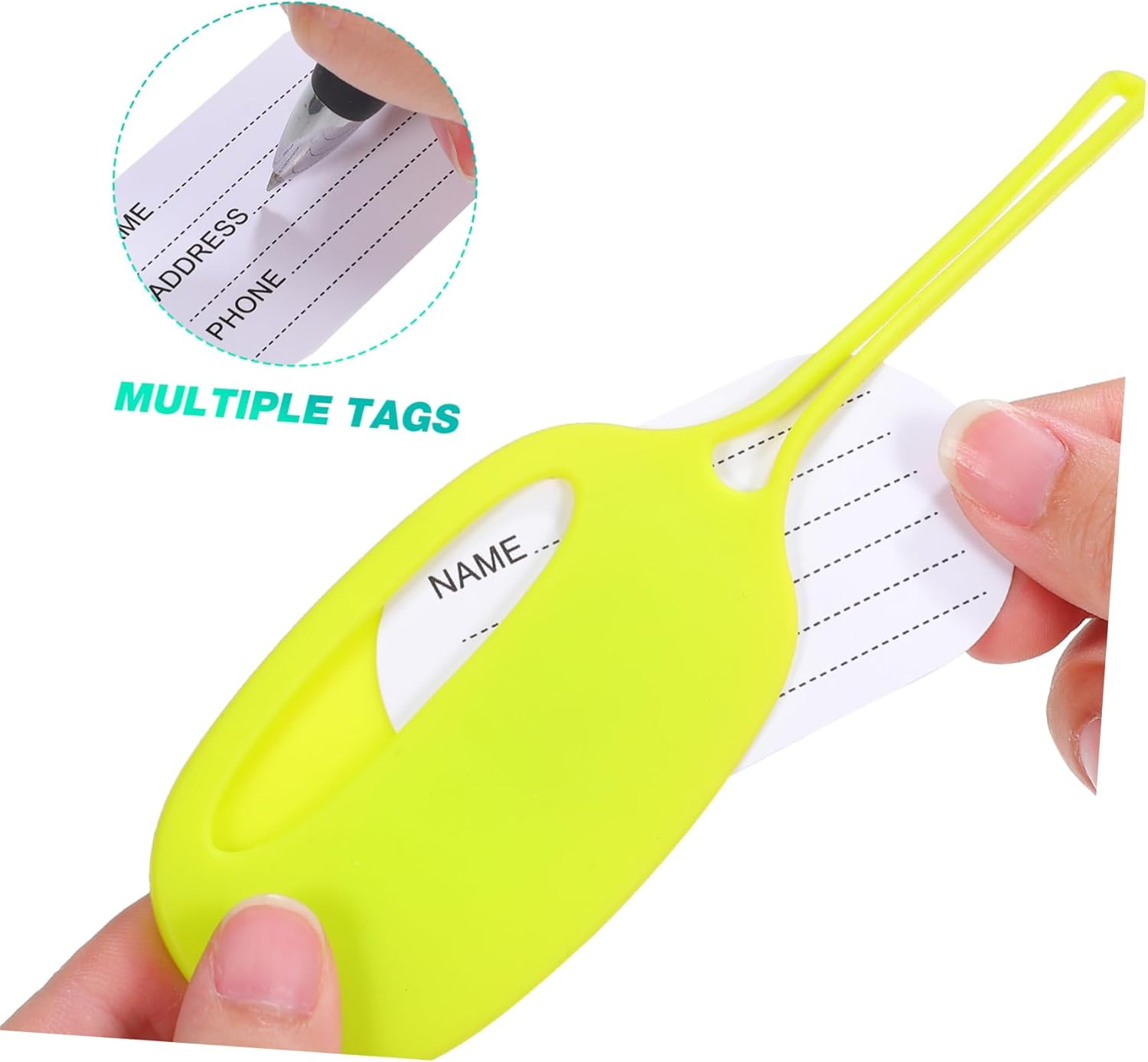 Healeved Silicone Luggage Tags Set of 3 Yellow-Green Suitcase Name Tags for Travel Bags Sturdy Identification Labels for Suitcases and Luggage image number 1