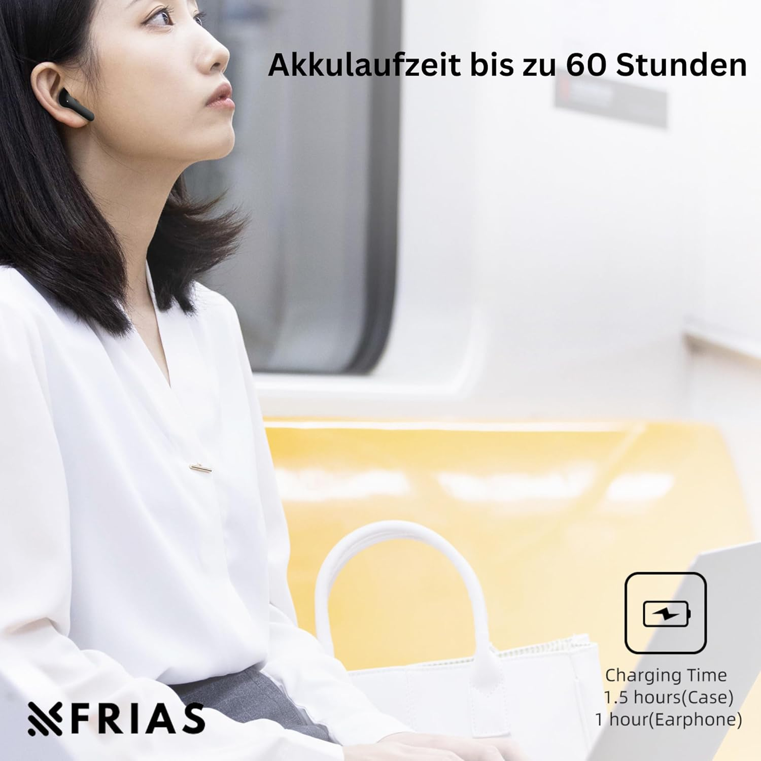 FRIAS Bluetooth Headphones In-Ear Headphones Wireless up to 6 Hours Battery Life Earbuds Suitable for Apple, Android Wireless Headphones Water-Repellent Noise Cancelling, Eqsmart, IPX5 image number 6