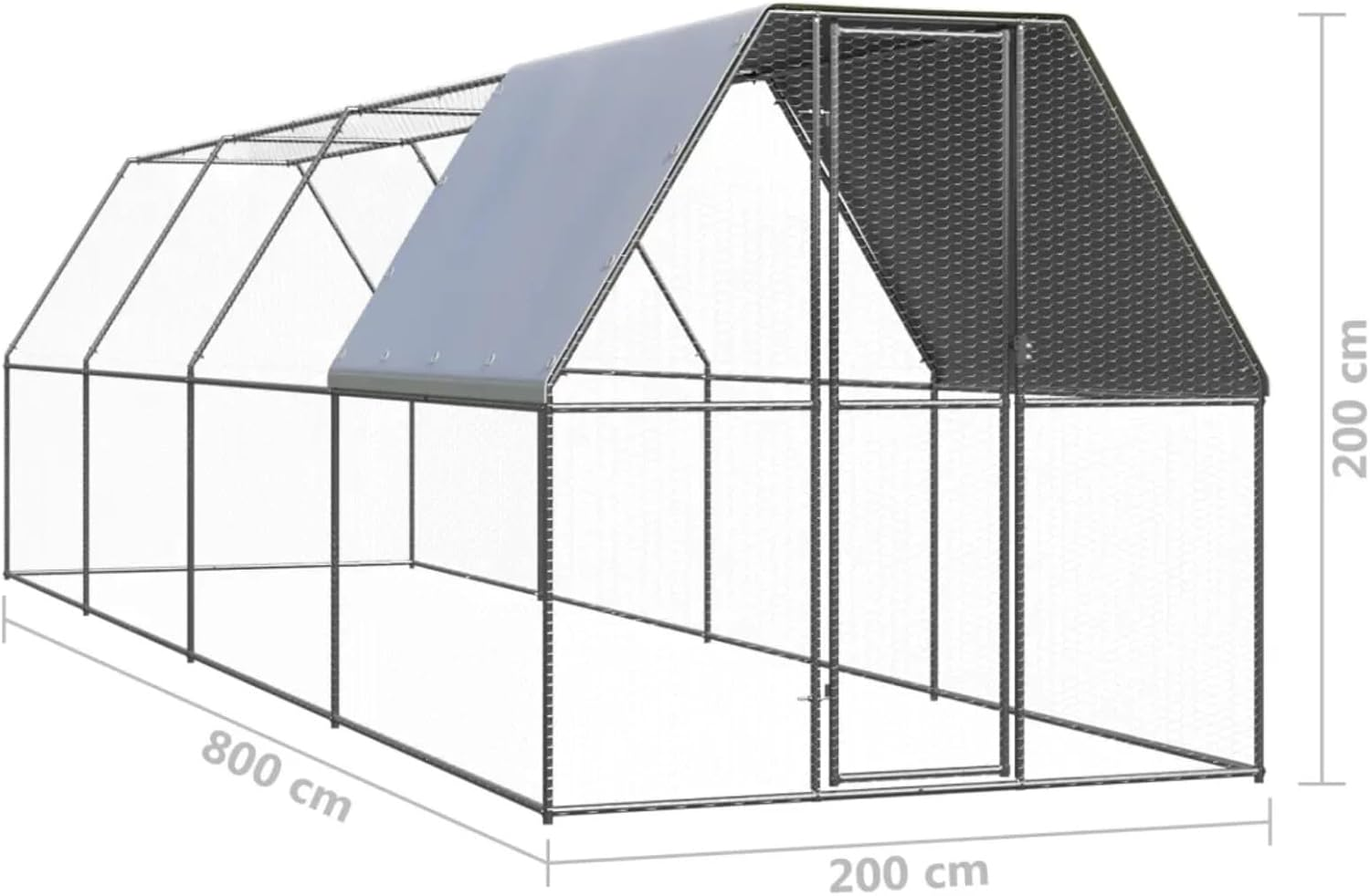 2X8X2M Large Chicken Coop Run, Chook Pen Walk in Chook Cage House Shelter Outdoor Chicken Cage Galvanised Steel image number 6