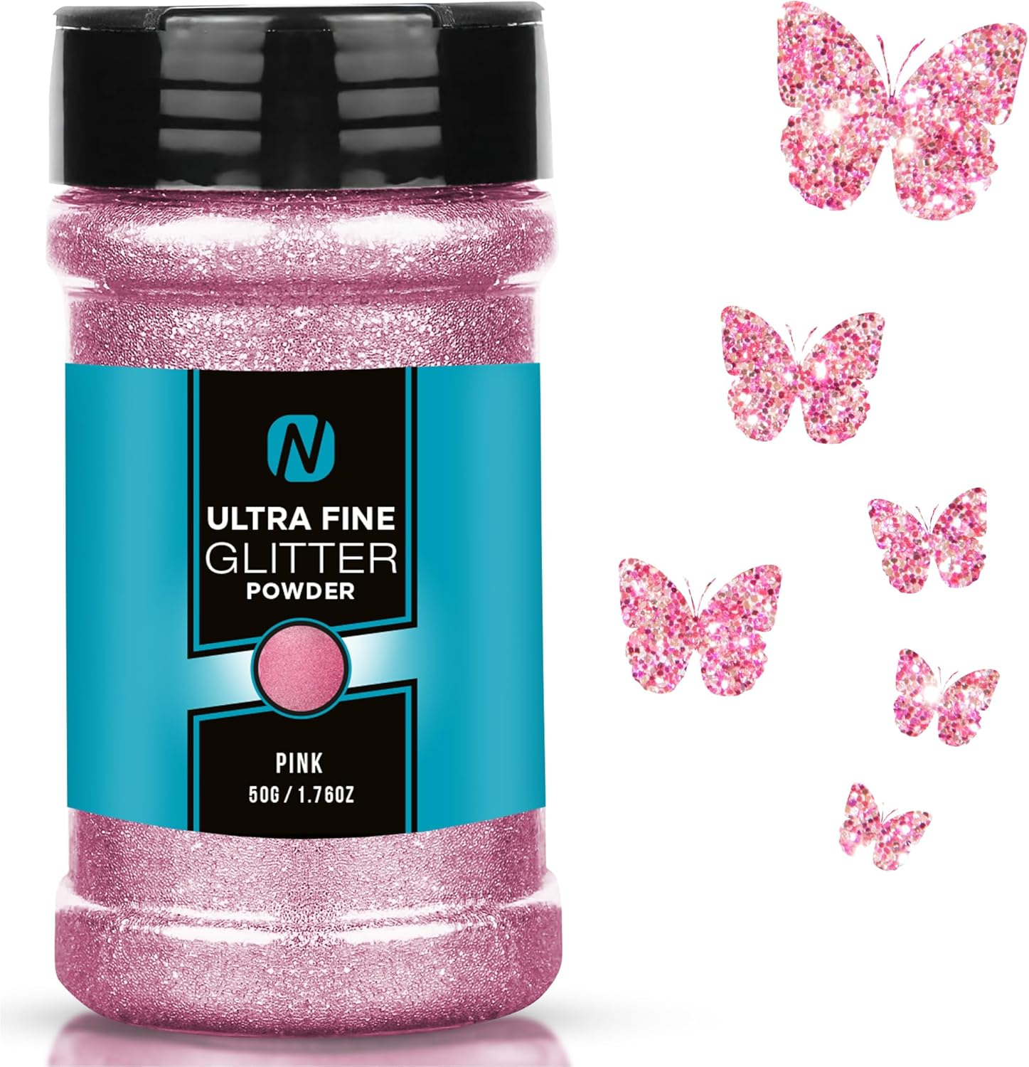 Glitter- Noverbee Pink Glitter, Fine Glitter- 50G Extra Fine Glitter. Great Resin Accessories, Craft Glitter, Glitter Powder for Slime, Powder for Nails, Tumblers, Ornaments, Candle.