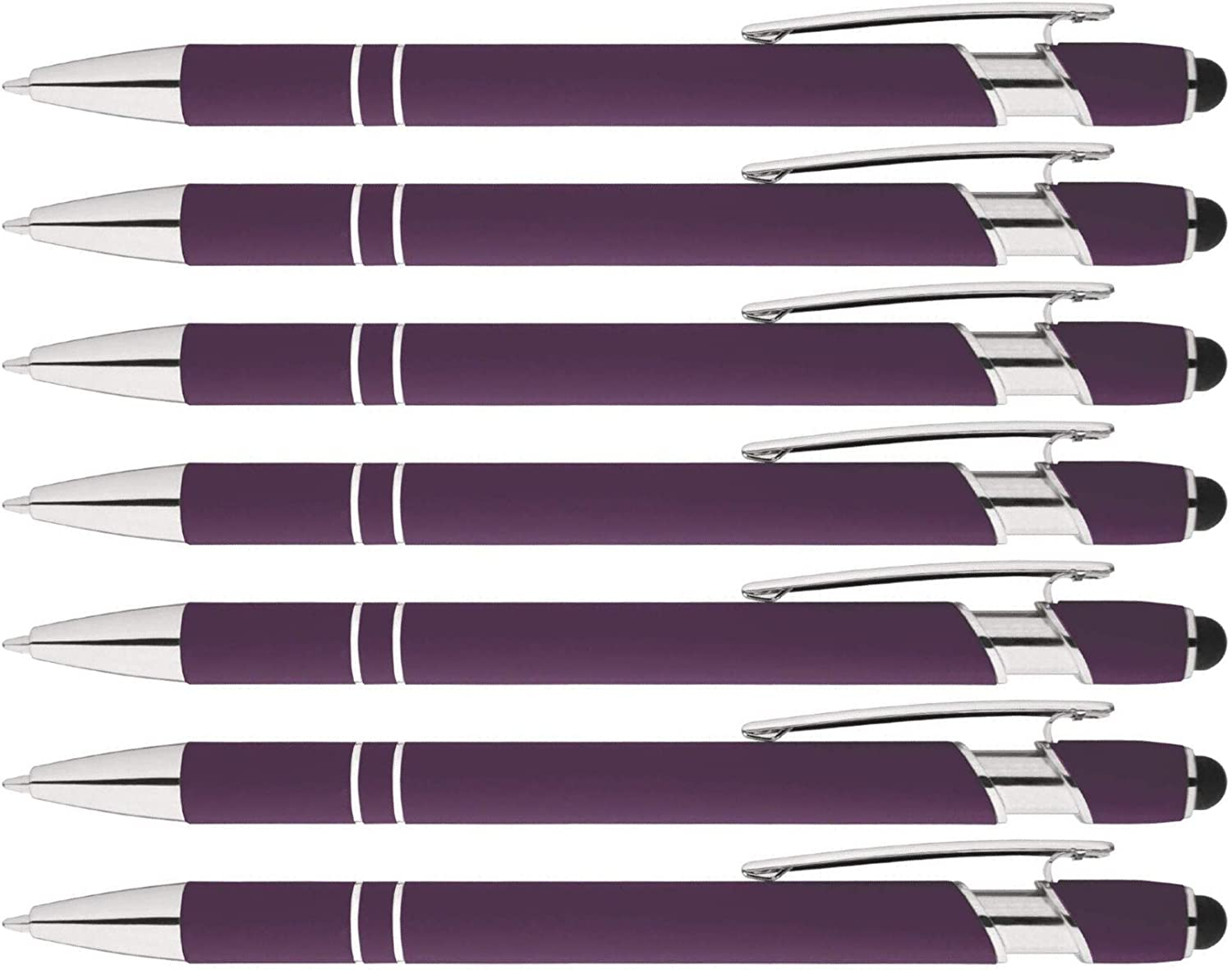 Alpha Ellipse Soft Touch Ballpoint Pen with Stylus Is a Stylish, Premium Metal Pen, Black Ink, Medium Point. Box of 7 (DARK BLUE) - Black image number 6