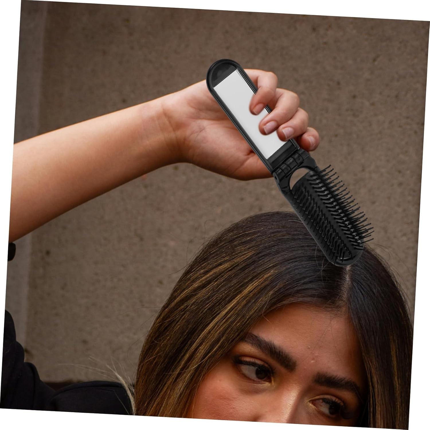 COMPUKAS Travel Hair Brush Mirror Compact Folding Brush for Women Hair Comb Portable Folding Mirror for Makeup for Gym Purse image number 5