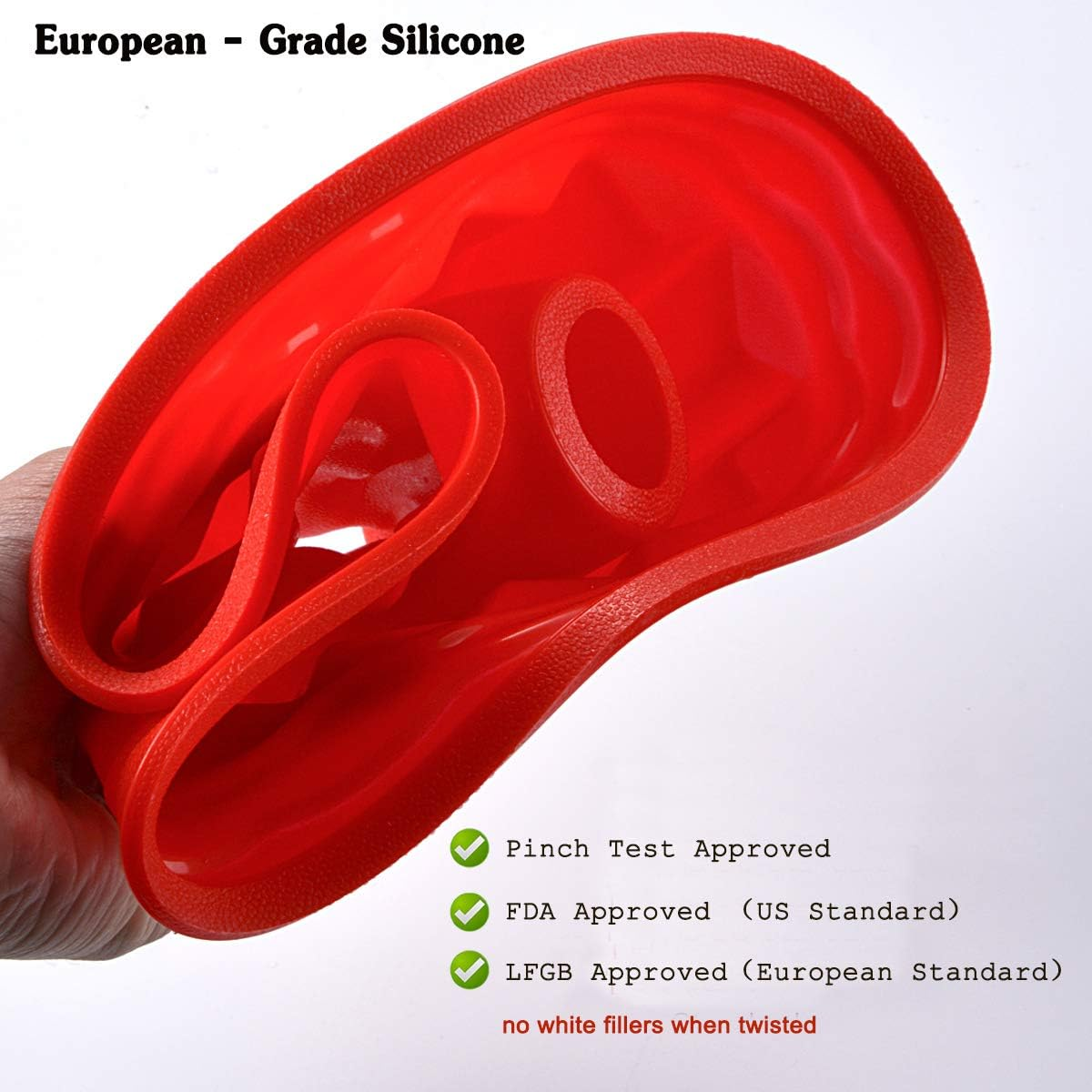 Aokinle Silicone Baking Molds, European Grade Fluted round Cake Pan, Non-Stick Ring Mold Cake Pan for Jello, Mousse,Cake,Gelatin,Bread, 9.45 Inches Tube Bakeware Red image number 4