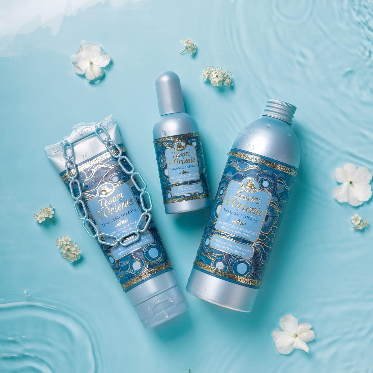 Tesori D'Oriente - Thalasso Therapy Cream Bath with Extract of Fiji Islands Water and Seaweeds, Cleanses the Skin and Provides Freshness and Moisturization, 500 Ml