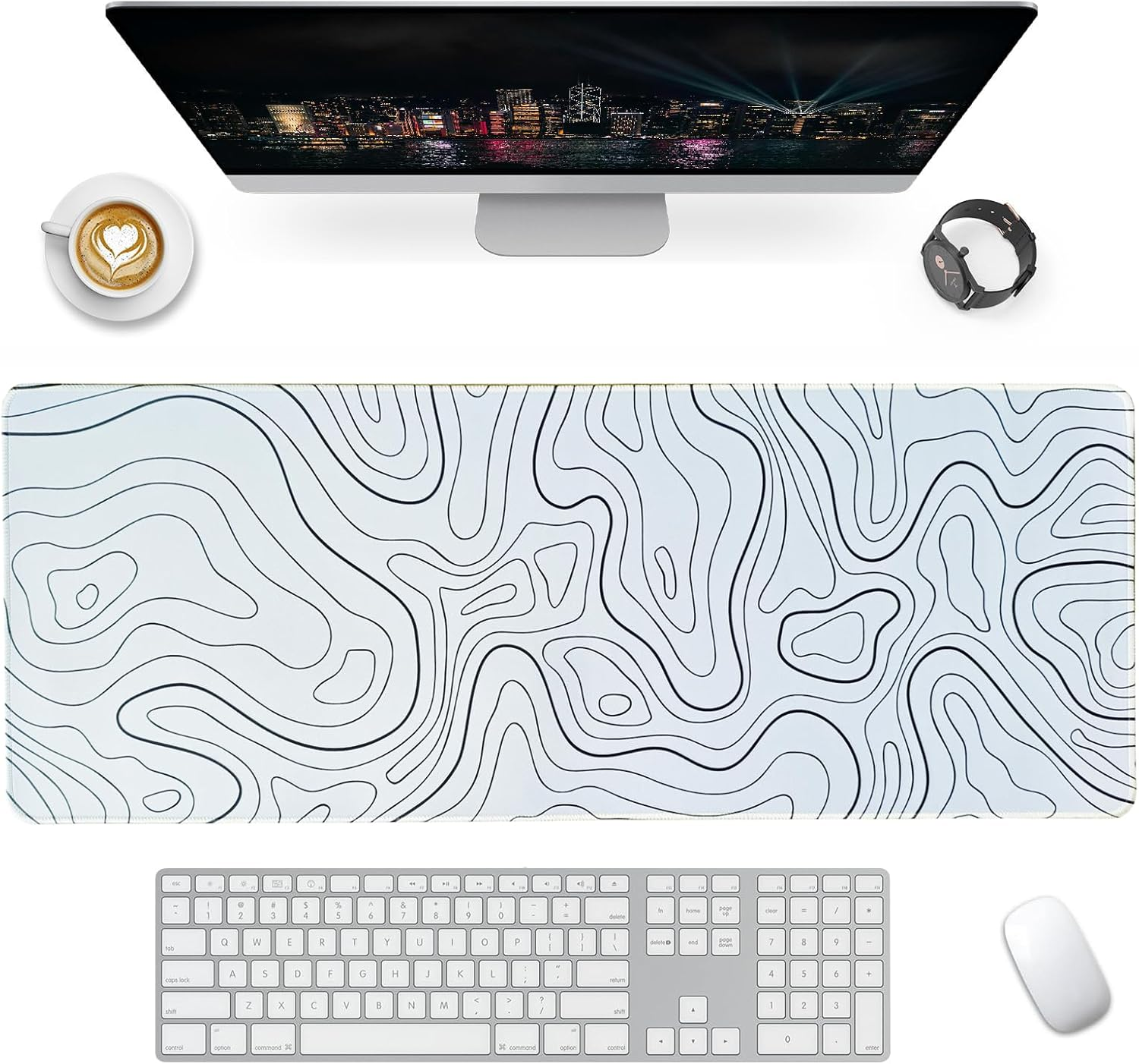 NASHRIO Mouse Pad Computer Desk Mat 80X30Cm Large Mousepad Desk Pad Mat, Long Keyboard Mouse Pad Mats Gaming Mousemat Desk Protector Pad for Laptop (Blue Pink Marble)