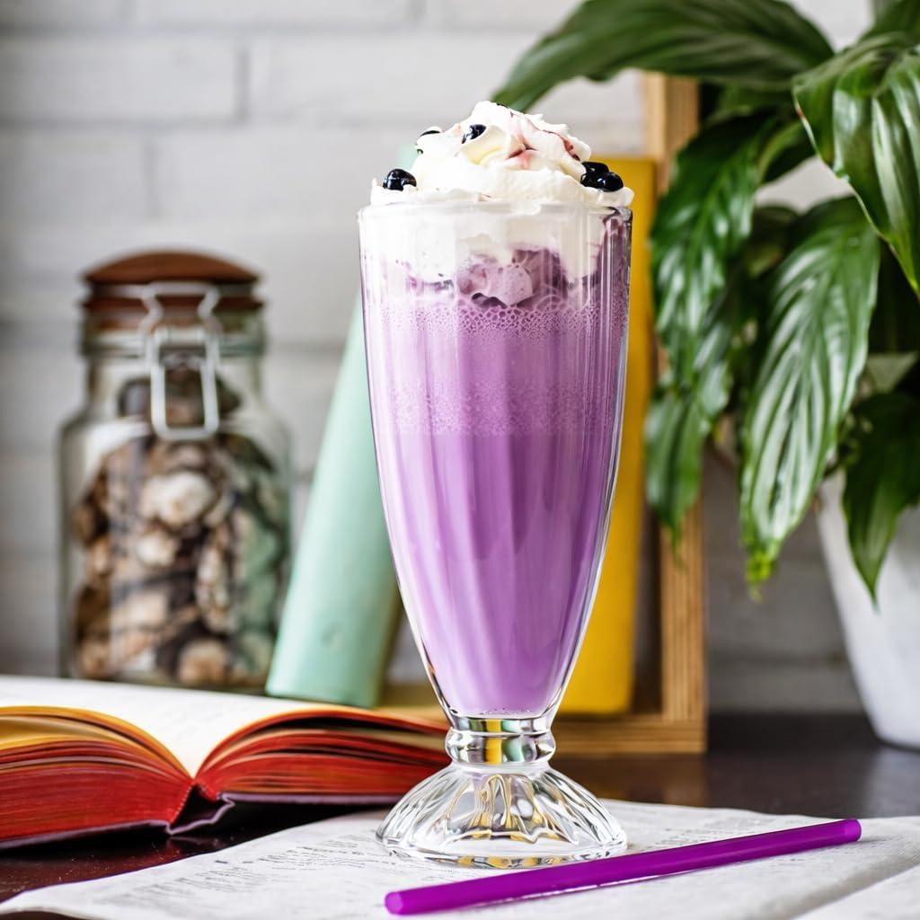 LEDON Retro Glass Milkshake Cup 17.5Cm Tall &ndash; Classic Diner Style Footed Drinking Glass for Milkshakes, Smoothies & Sundaes (2)