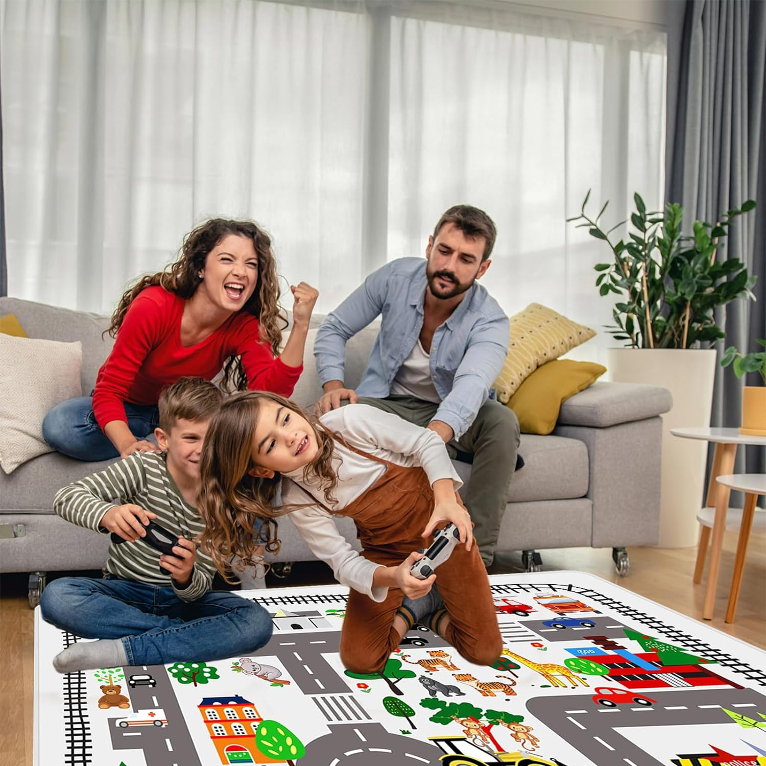 Play Mat Kids Rug Carpet Playmat Extra Large Learn Have Fun Safe Road Traffic System Multi Color Study Activity Centerpiece Play Mat for Playing with Cars for Bedroom Playroom (Road Traffic System 04) - Road Traffic System 04 image number 4