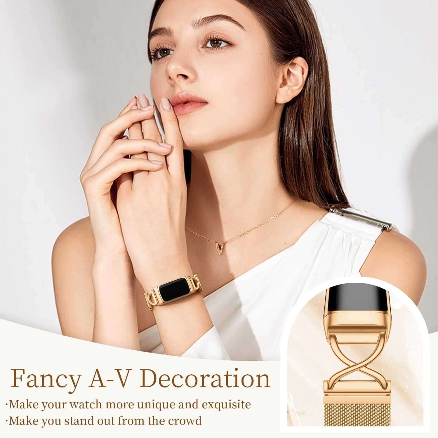 JKD X-Shape Metal Band Compatible with Fitbit Charge 6/ Charge 5 Bands for Women Men, Soft Stainless Steel Mesh Loop Strap Bracelet Wrist Band Replacement for Fitbit Charge 5/ Charge 6 Fitness Tracker image number 2