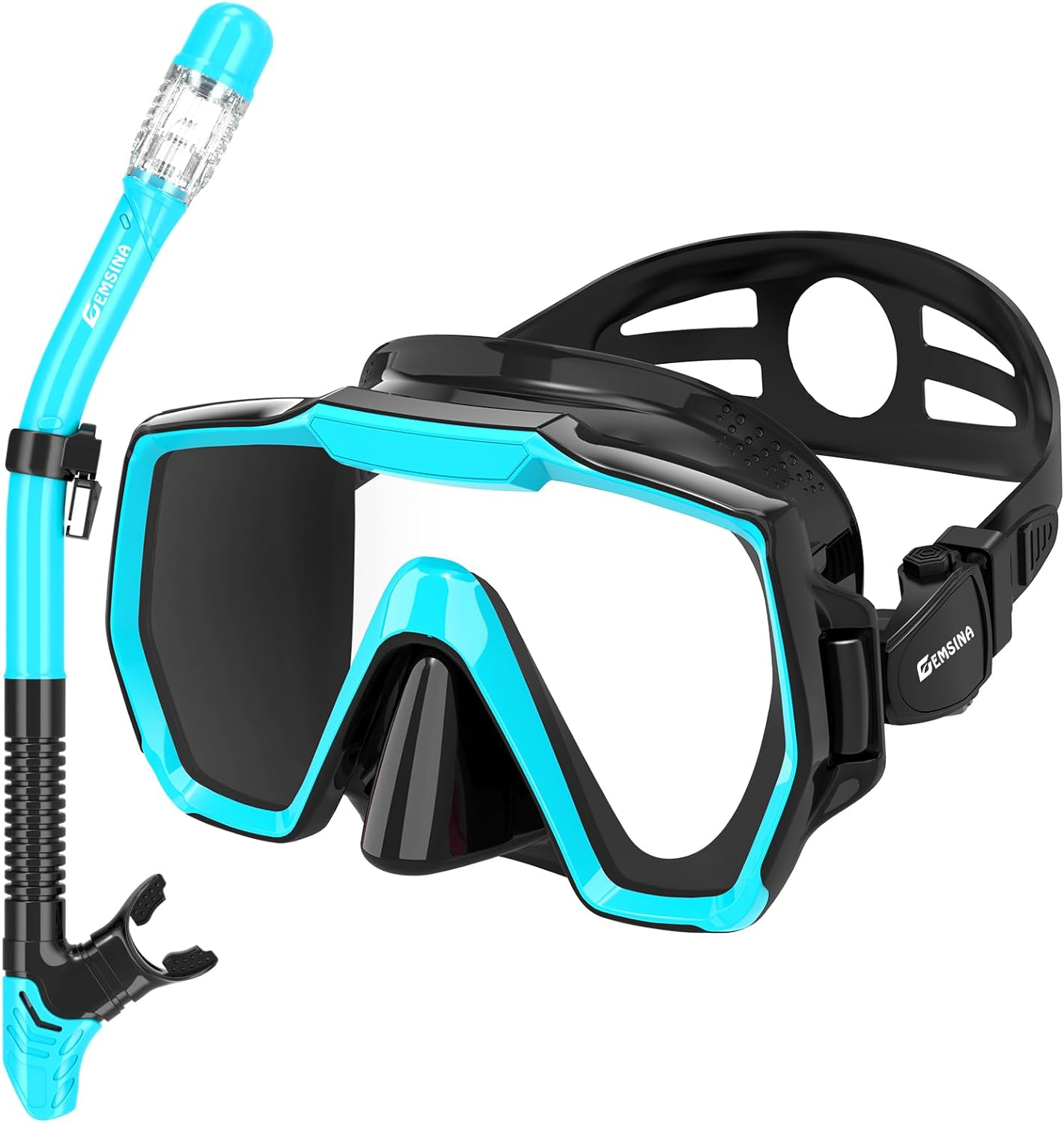EMSINA E8 Freedom HD Dry Snorkel Set,Panoramic Wide View,Anti-Fog Scuba Diving Mask,Professional Snorkeling Gear