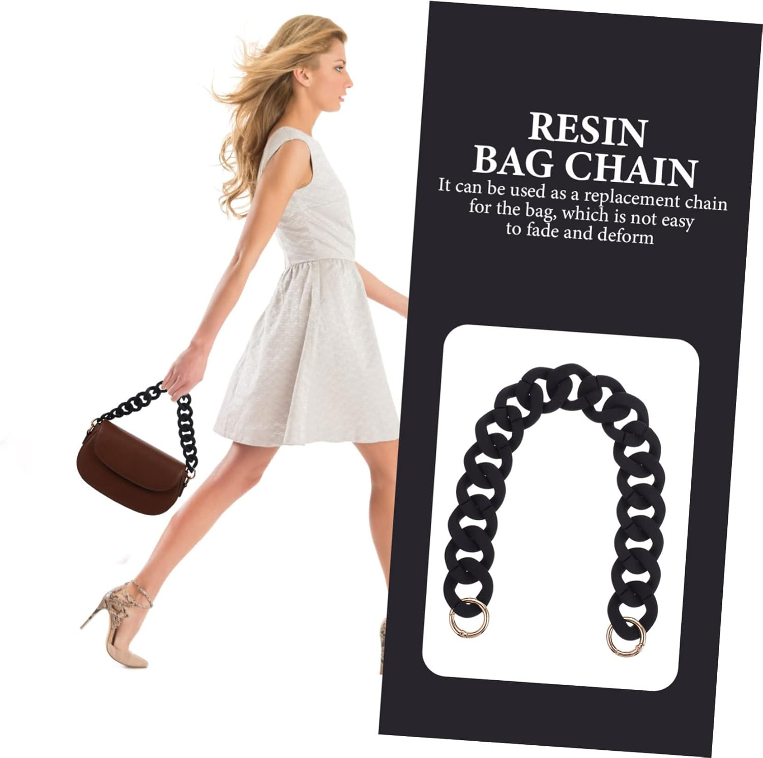 HEALEEP 3Pcs Resin Chain for Bag Match Style Hollow Out DIY Replacement Chain for Shoulder Bag Handbag Accessory image number 7