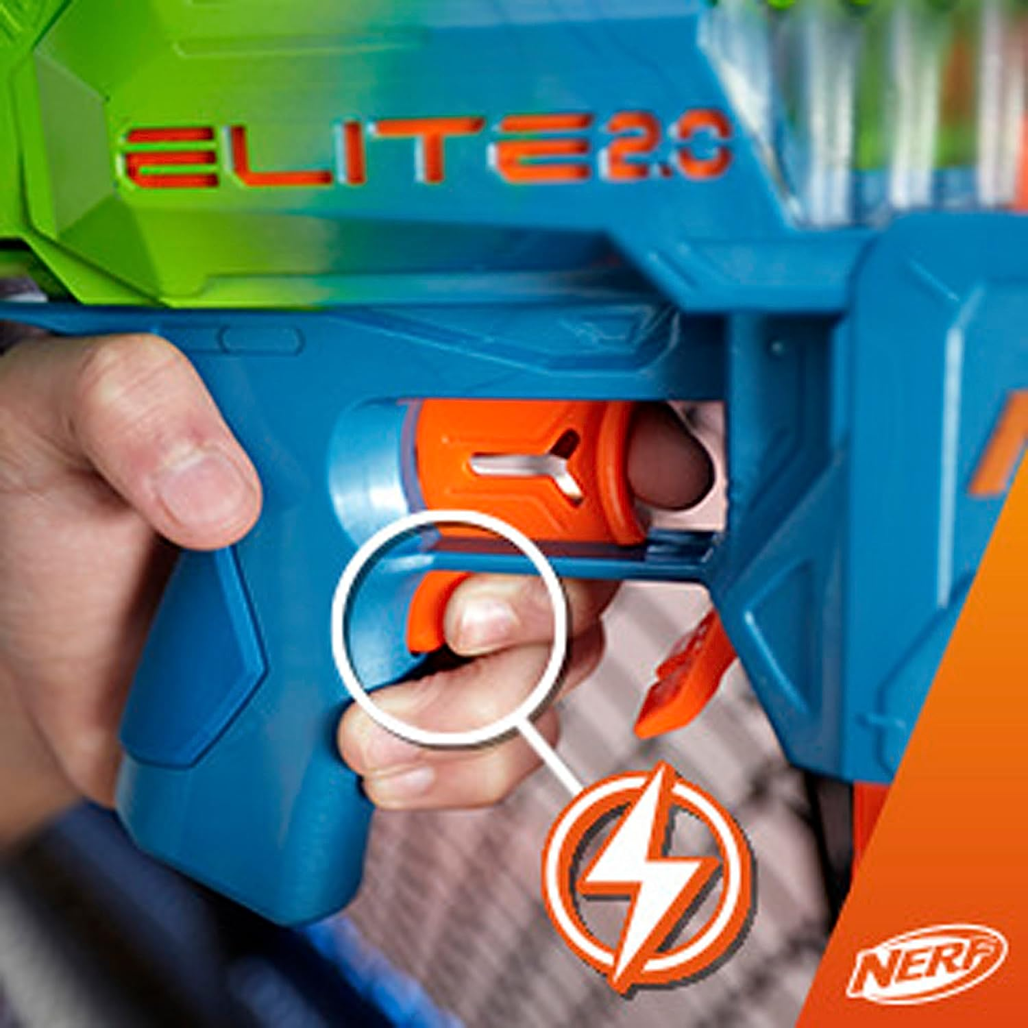 Hasbro Nerf Elite 2.0 Double Punch Motorized Dart Blaster, Rapid Alternating Barrels, 50 Nerf Elite Darts, 2X 10-Dart Clips, Ages 8 & Up image number 5