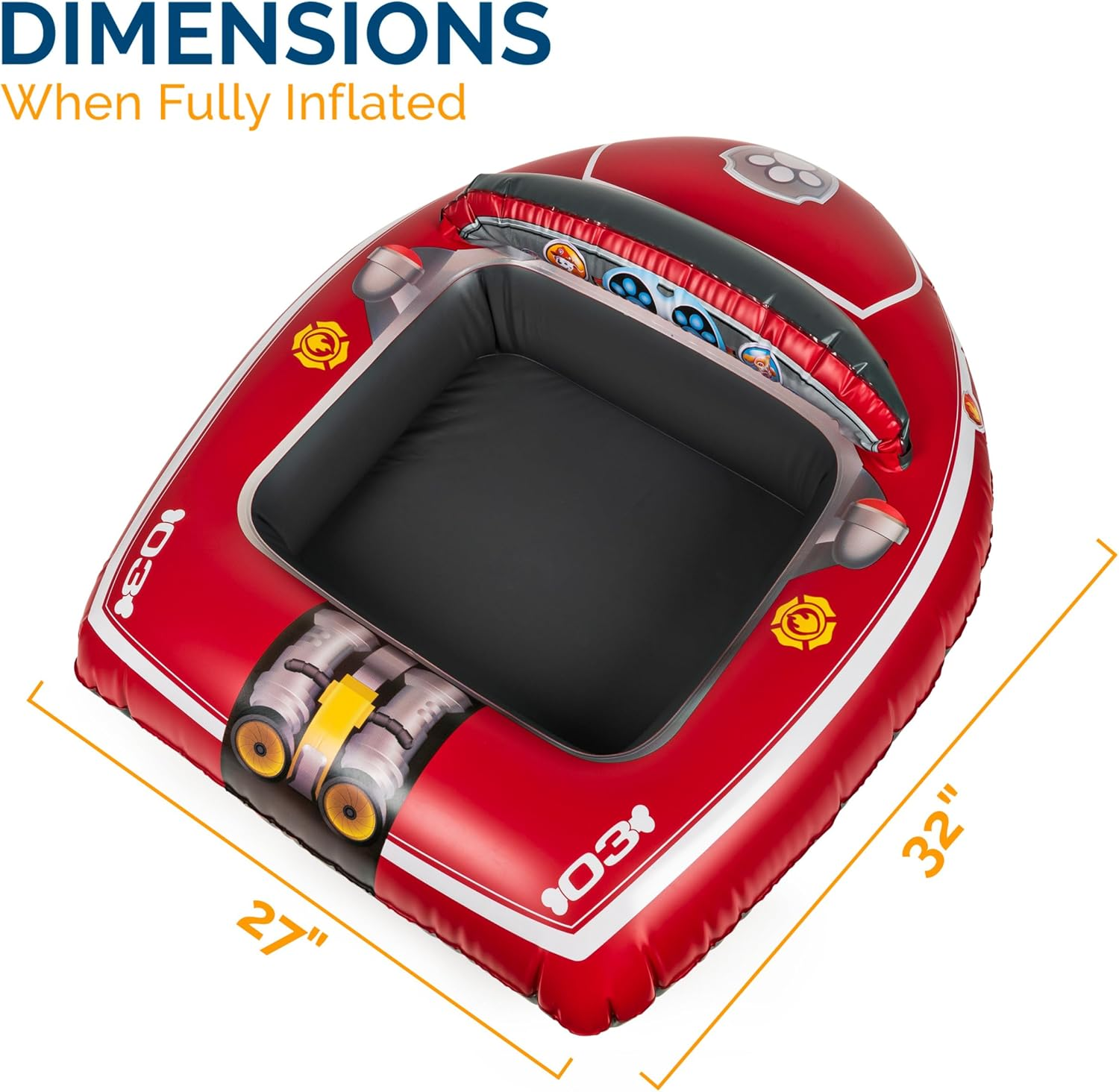 Swimways Nickelodeon Paw Patrol Marshall Inflatable Water Boat Vehicle for Kids Ages 3+ image number 6