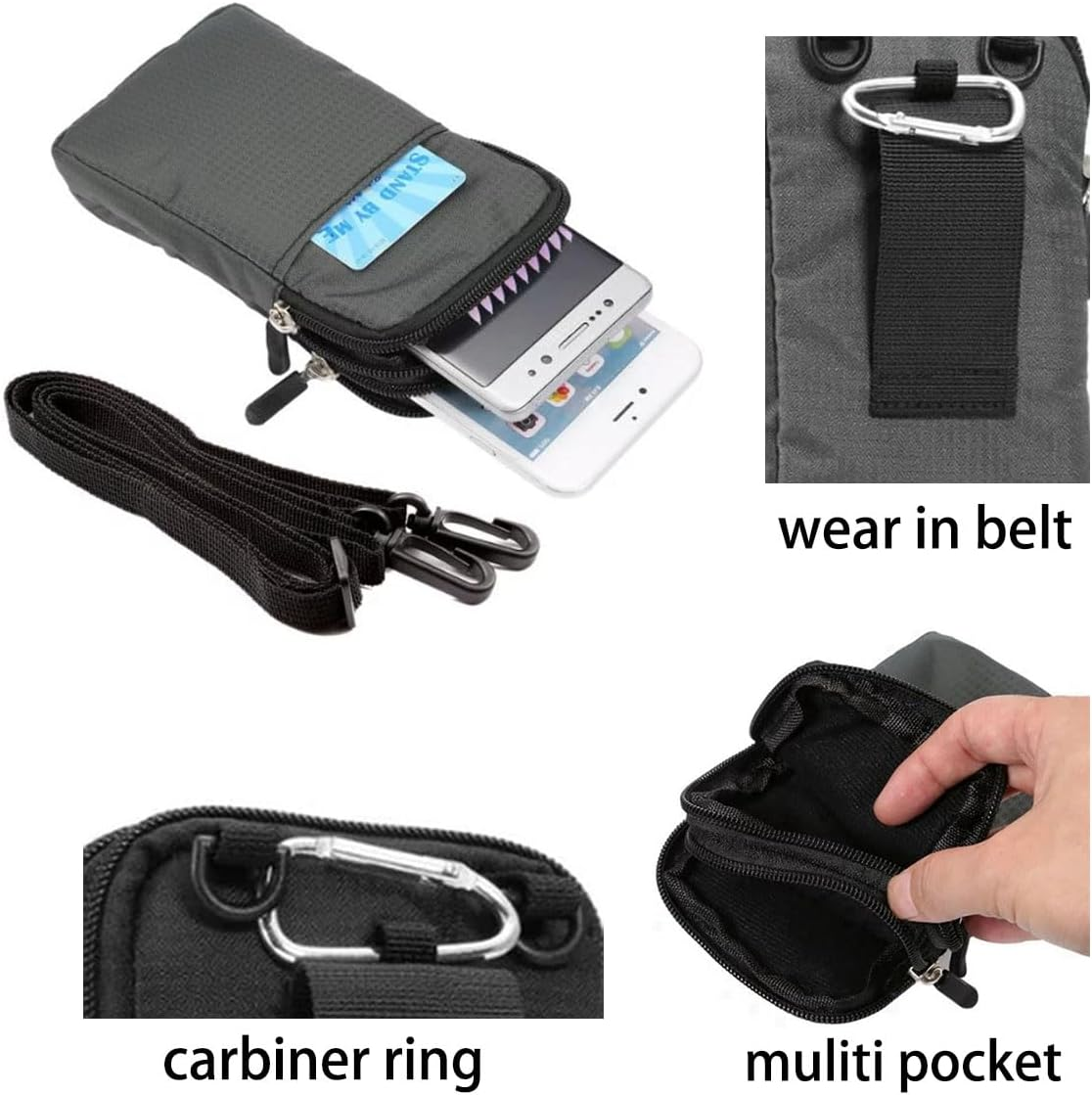 Crossbody Phone Bag Tactical Pouch Belt Waist Bag Camping Hiking Cell Phone Holster Case Multi-Function Portable Cellphone Purse Mobile Phone Wallet for Men and Women image number 1