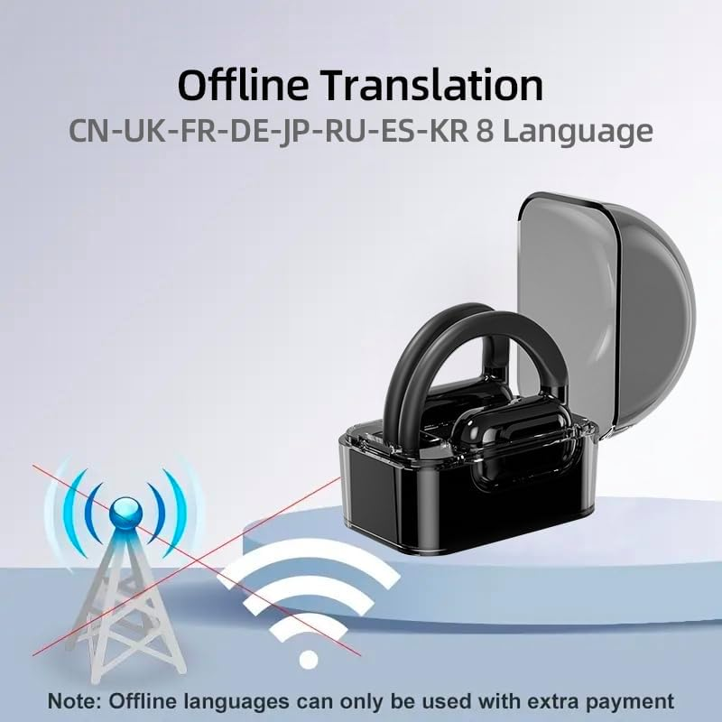 HISHELL Open Headphones with Voice Translator, Real Time Translator Device, Bluetooth Earbuds with Ear Hook for 144 Languages Online, Voice Translator with App, Fits Ios and Android (Black) image number 2