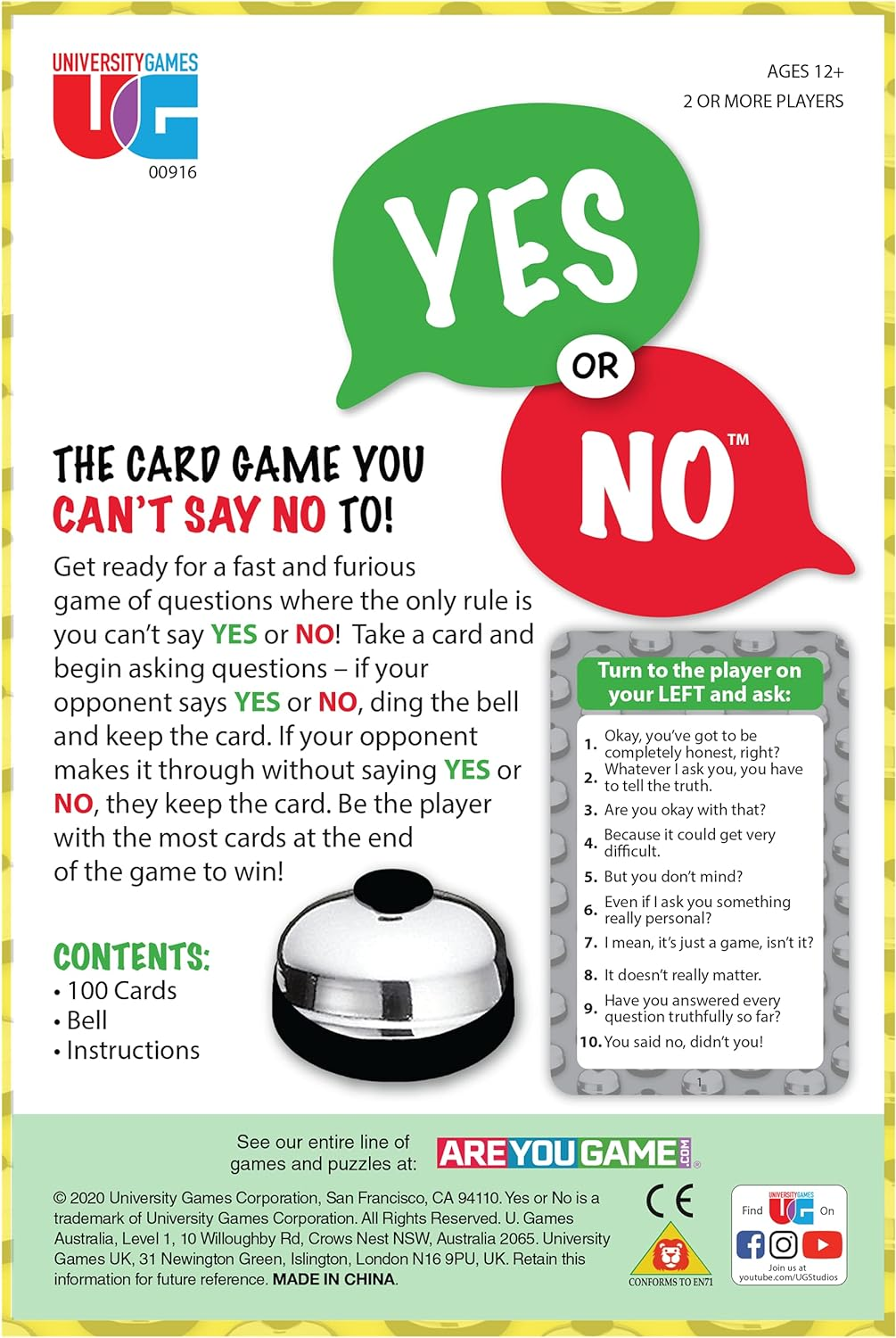 University Games Yes or No Card Game, Multicolour image number 1