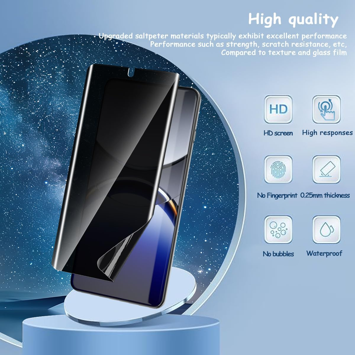 Yonntmmi TPU Screen Protector for OPPO Find X8 Pro Privacy Screen, 1 Piece Anti-Spy Privacy Protect Screen Protector with 2 Pieces Camera Protection, Anti-Spy TPU Film for Tempered Glass for OPPO Find image number 2