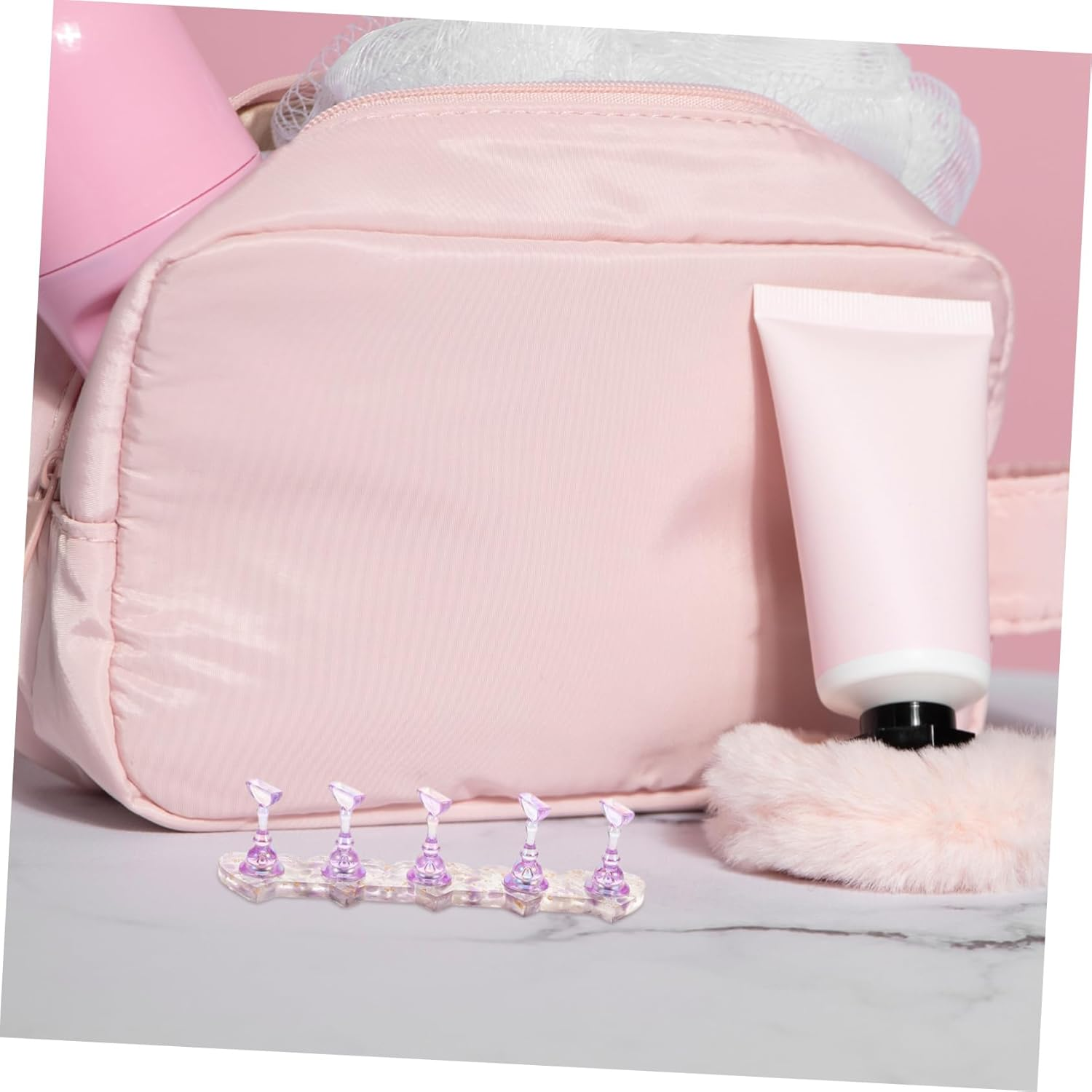 GOOHOCHY Portable Nail Practice Stand with Realistic Feel Lightweight Fake Nail Holder for Manicure Training Stylish Purple Design for Home Salon image number 2