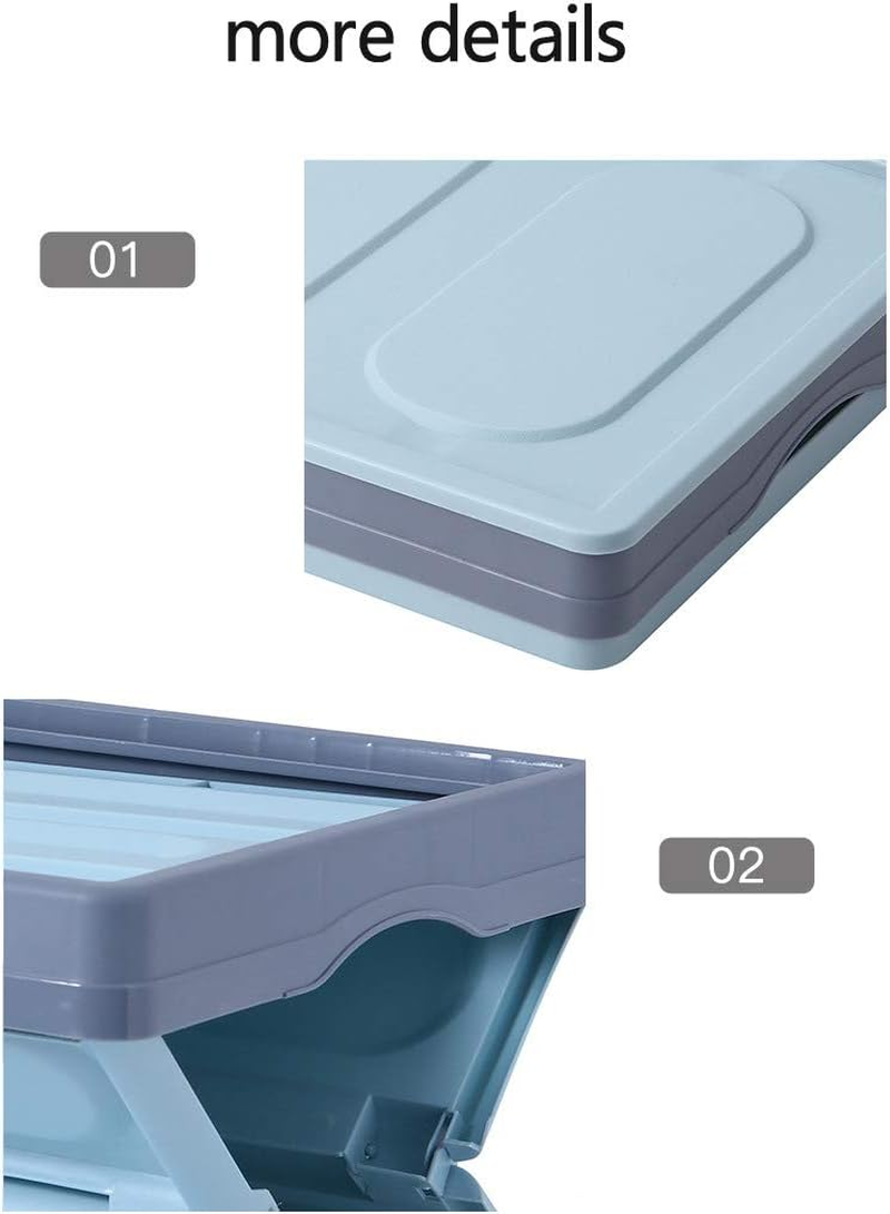 Clever Durable Collapsible Folding Stackable Plastic Crates Storage Container Basket Bins Box with Lids for Outdoor Picnic Camping Cooking Grocery Shopping (Large, Blue) image number 4