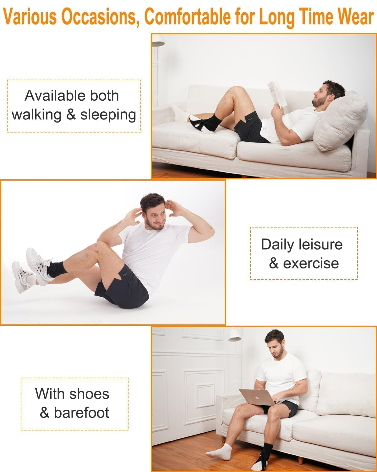 Foot Drop Brace, Improve Walking Gait, Effective Relieve Pain, Adjustable Foot Orthosis Brace Support for Sleep, Plantar Fasciitis, Drop Foot Braces for Walking with Shoes (Black-Right, One Size) image number 3