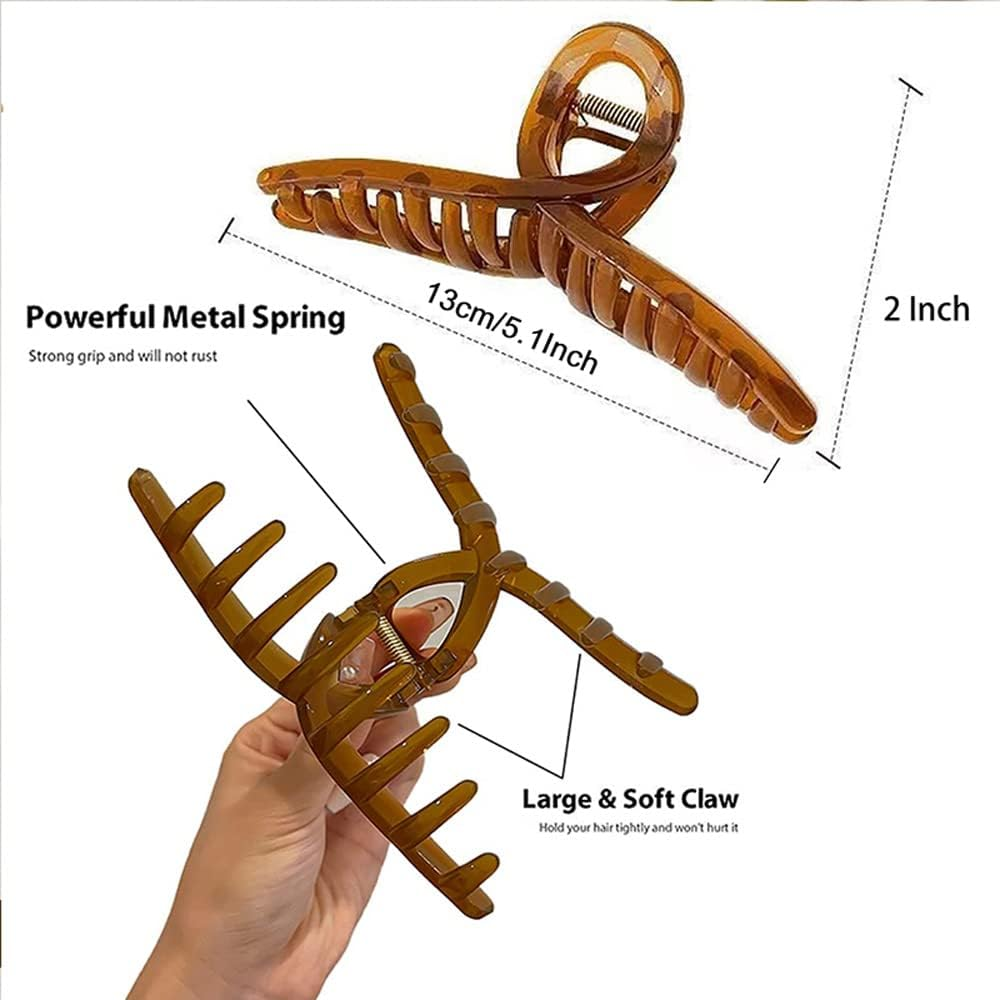 Large Claw Clips for Women Thick Hair 5.1" Big Clear Jelly Hair Clips for Girls Long Hair Accessories 4 Pcs