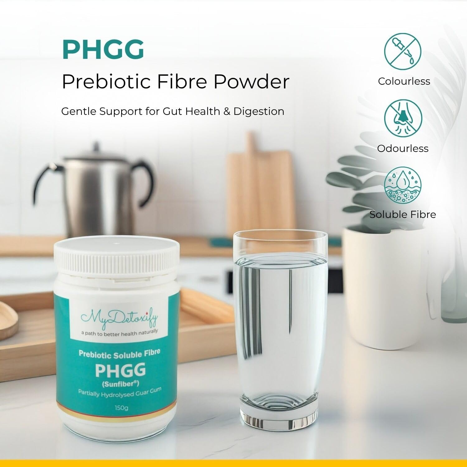 PHGG (Partially Hydrolysed Guar Gum) Powder, Prebiotic Powder, Dissolves Easily, Colourless and Odourless, 150G image number 6