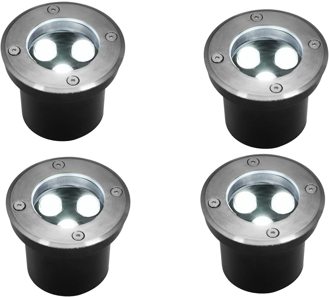 4Pcs 3W LED Ring Fountain Light, In-Ground Lights, Waterproof Lawn Lights, Garden Terrace Lights, for Deck,Step,Yard, Garden(Warm White,3W(100-240V))
