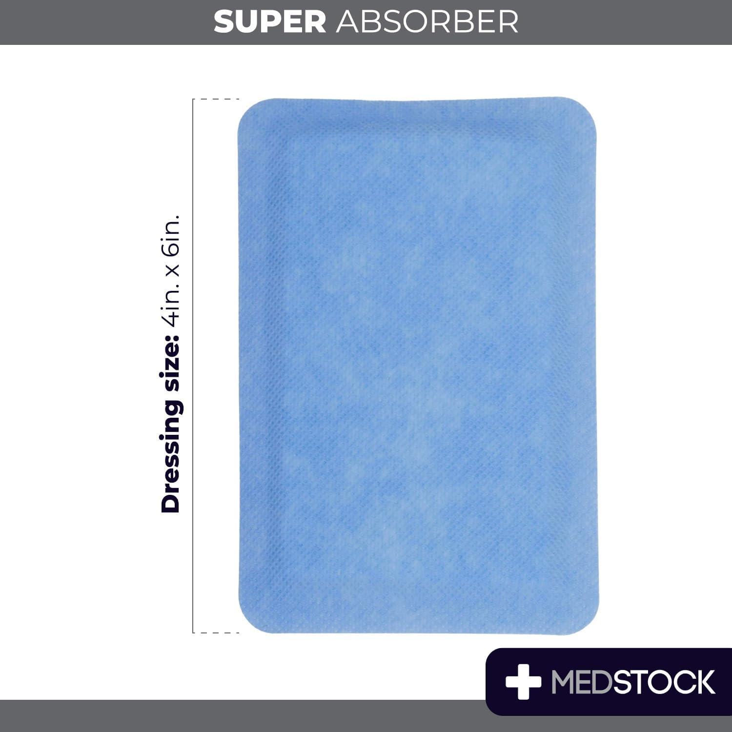 MEDSTOCK Super Absorber Dressing, 10CM X 15CM, 10 Count, Wound Care, Ultimate Absorption, Holds Extra Volumes of Exudate, Less Frequent Dressing Changes, Reduces Damage Risk & Maceration image number 5
