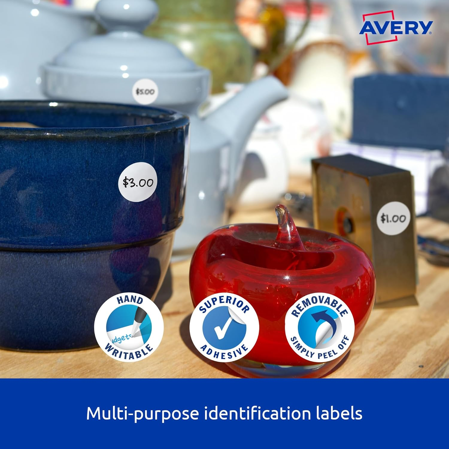 Avery round Dispenser Labels - Removable Price Stickers - Identification Labels - Office Supplies - White, 24 Mm, 550 Labels / 1 Roll (937202) image number 4