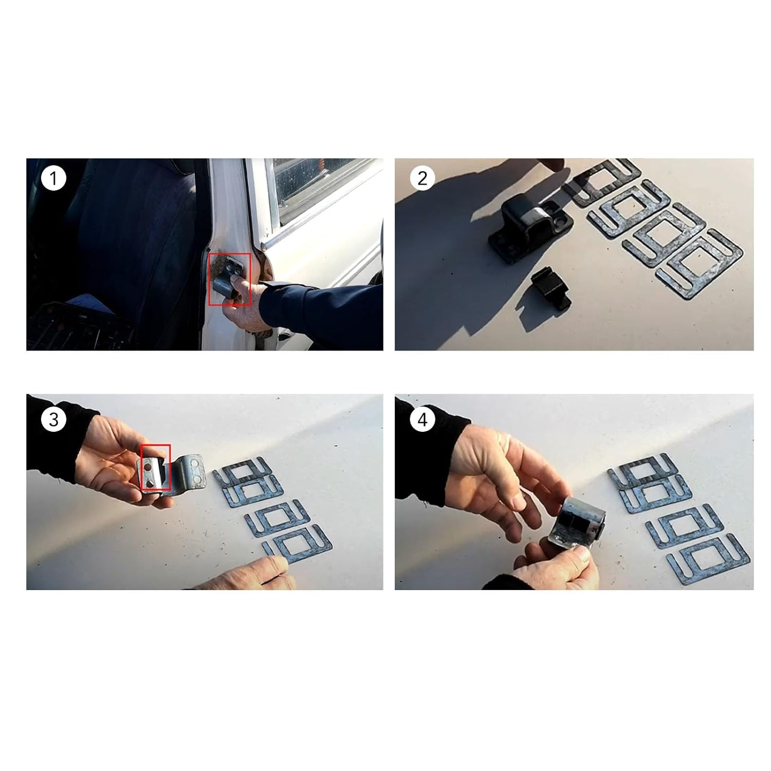 4Pcs Door Lock Striker for W123 1979-1986, Rubber Door Lock Striker Kit Abrasion Resistant Replacement for W126 1979-1991