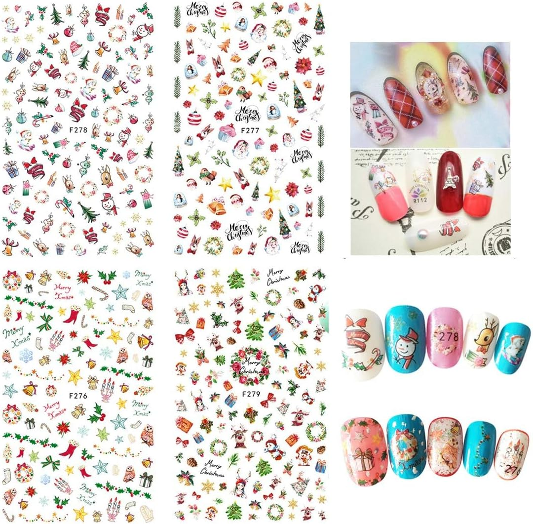 Kalolary Nail Stickers, Nail Art Stickers, Self-Adhesive Art Stickers, Manicure, Christmas Decoration Pack of 12 image number 3