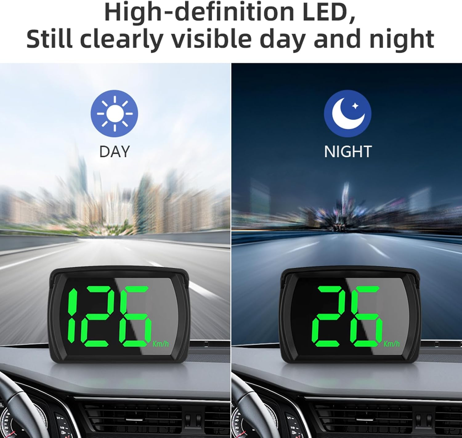 Heads-Up Display Digital Speedometer GPS KM/H Speedometer for Car Trucks Plug and Play Large Screen High-Definition Display image number 2