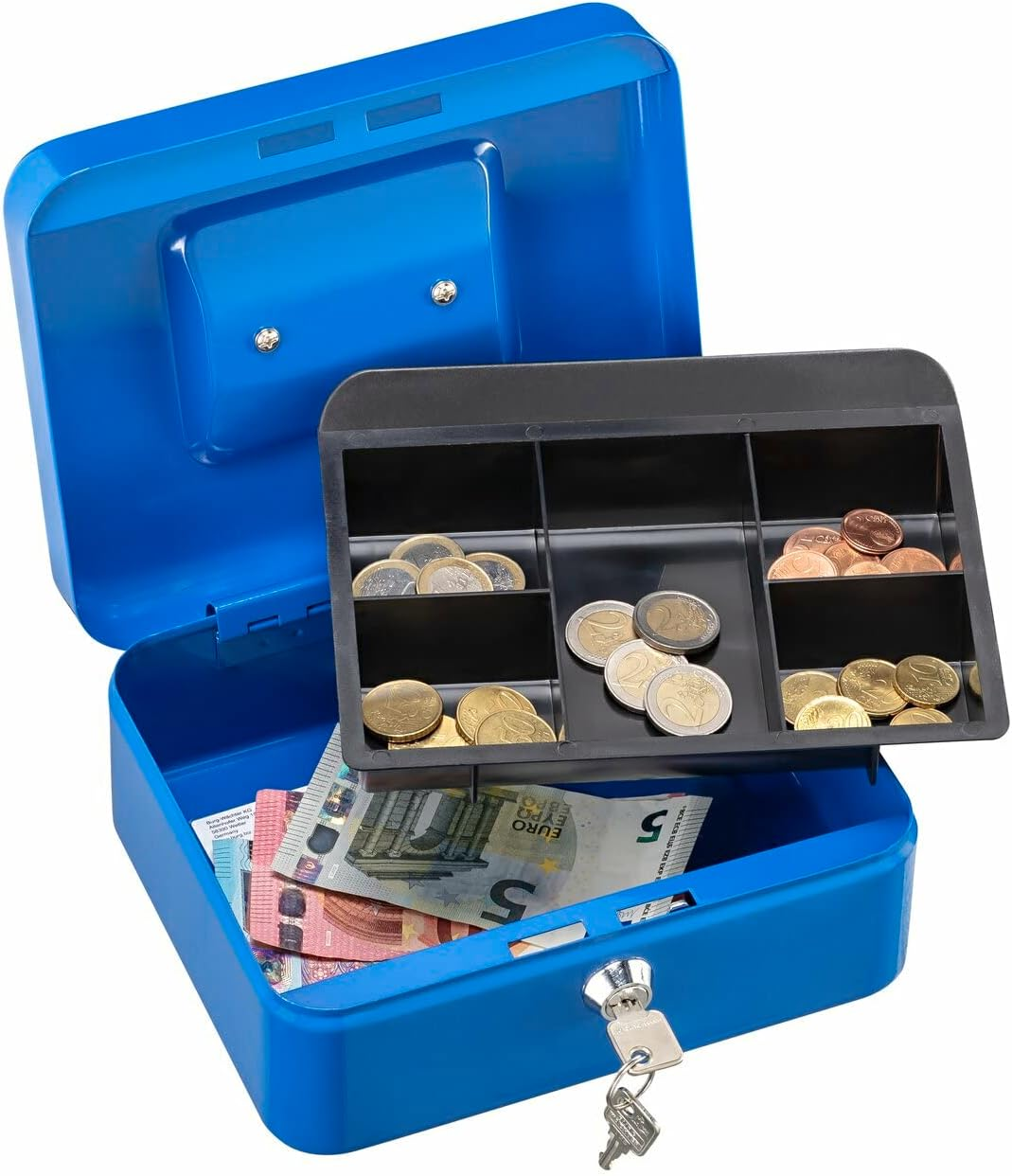 Burg-W&auml;chter Money Box Lockable with Key and Hard Money Insert, Sheet Steel, Money 5020, Blue - Blue image number 2