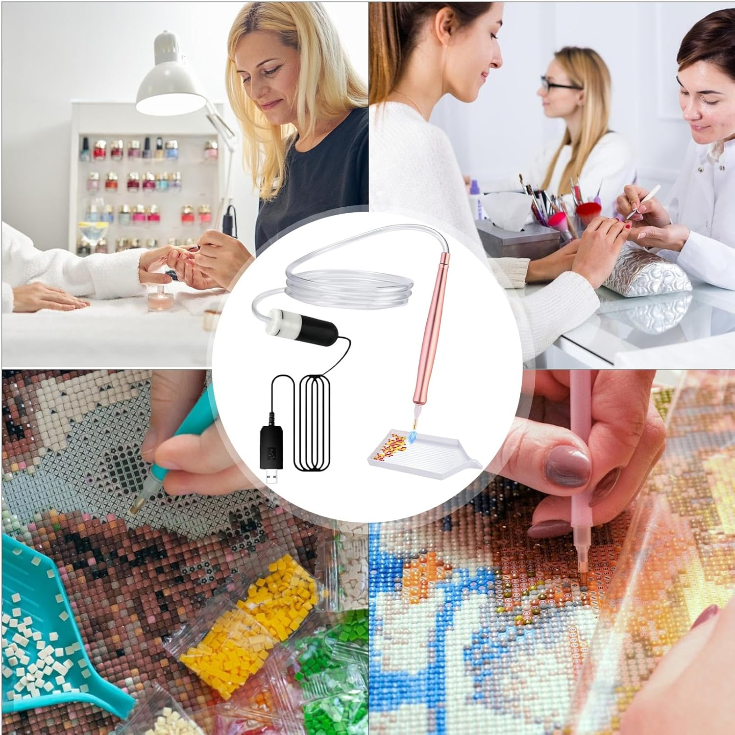 Wrohto Rhinestone Art Pen | Electric Rhinestone Art Painting Pens Vacuum - Automatic Applicator USB Accessories Portable for Event Decor Setup Crafting Projects Beginners image number 1