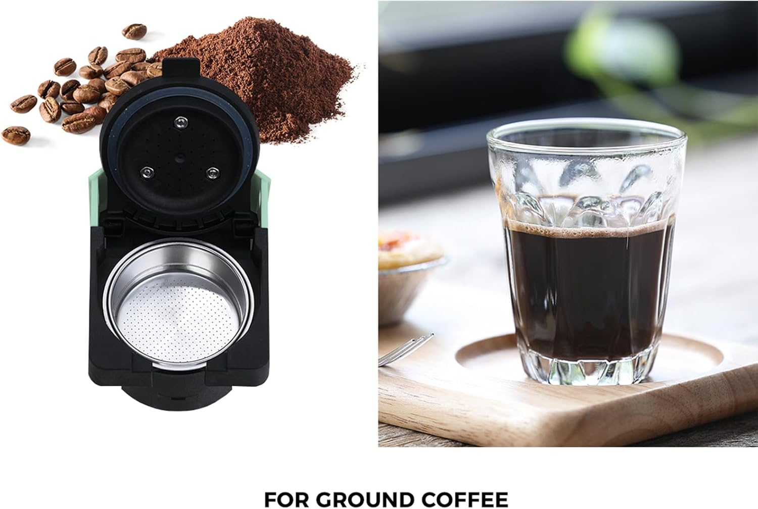 Vevare 3In1 Capsule Coffee Machine Dolce Gusto Coffee Machine 19 Bar Pressure and 1450W Automatic Coffee Maker for Single Serve Mint - A1-Mint image number 4