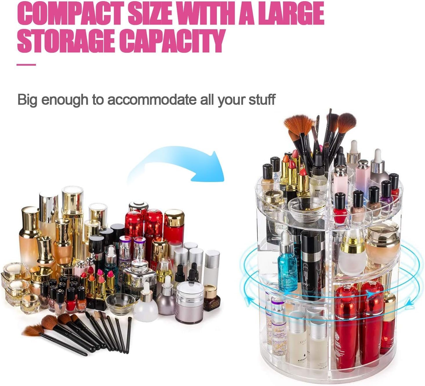 Makeup Organizer, Rotating Makeup Organizer, 360 Degree Rotating Adjustable Cosmetic Storage Display Case, 7 Layers Large Capacity for Skincare, Perfume, Cosmetic, Beauty, Make up and Essential Oil image number 6